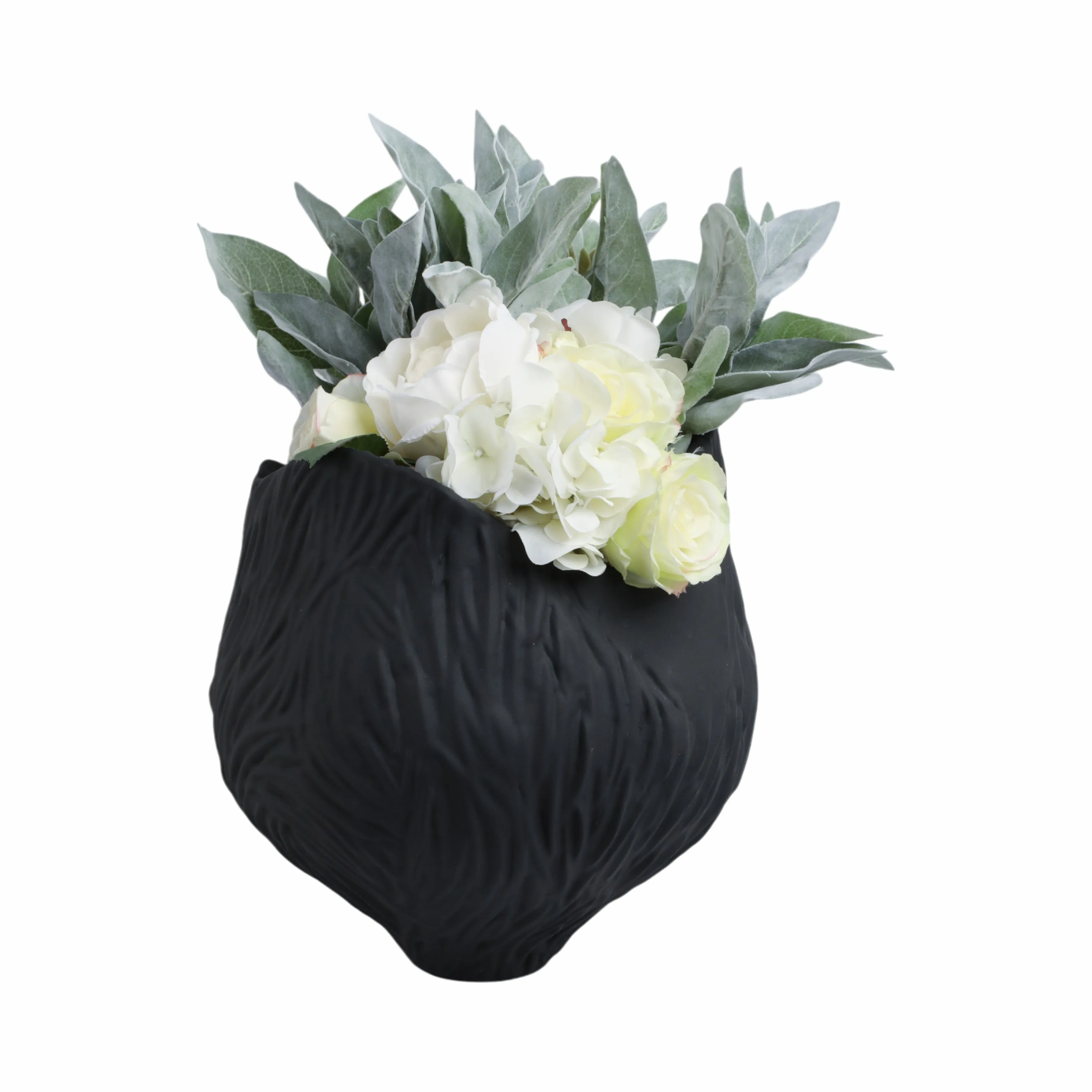 12"trevino Small 3d Printed Porcelain Vase,blk