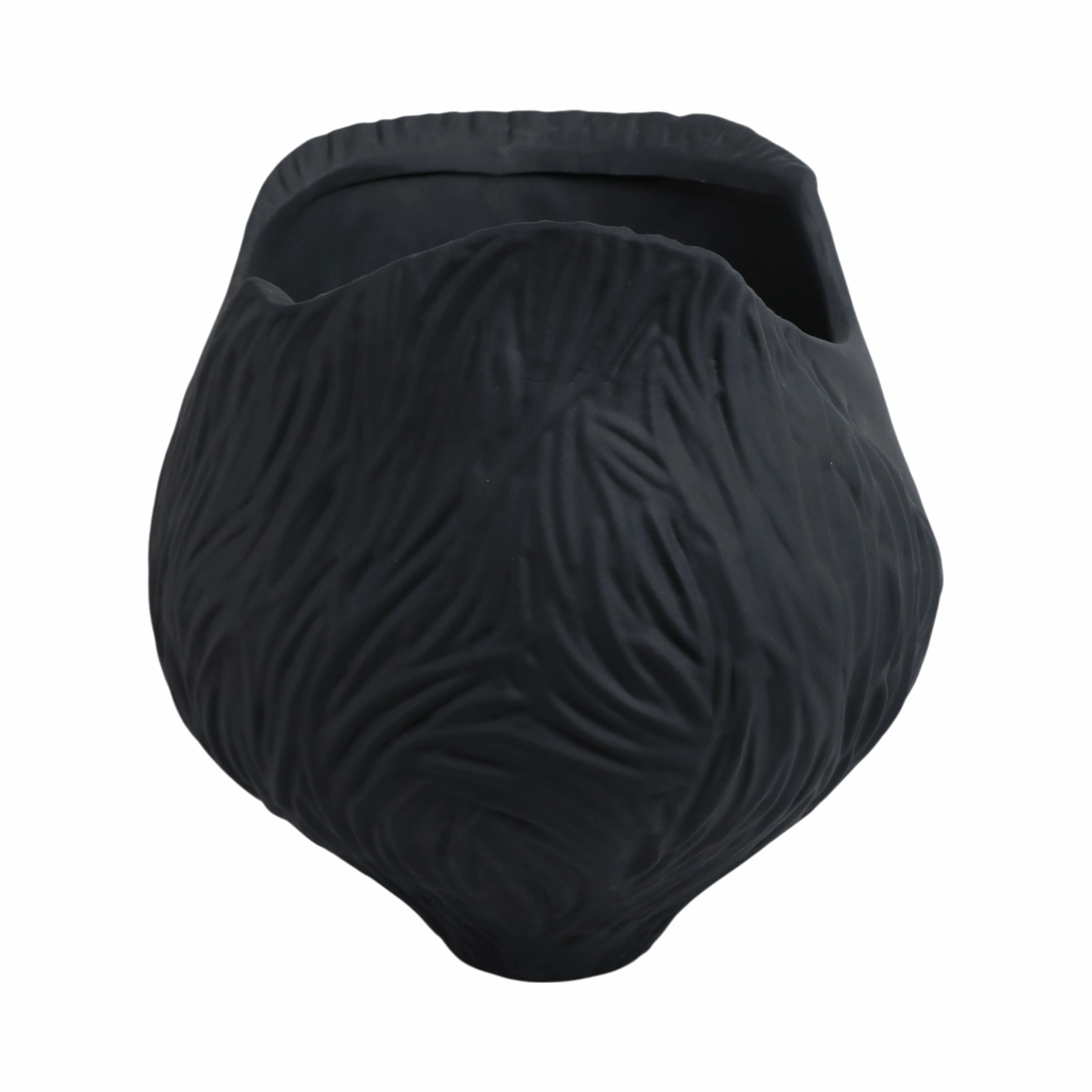 12"trevino Small 3d Printed Porcelain Vase,blk