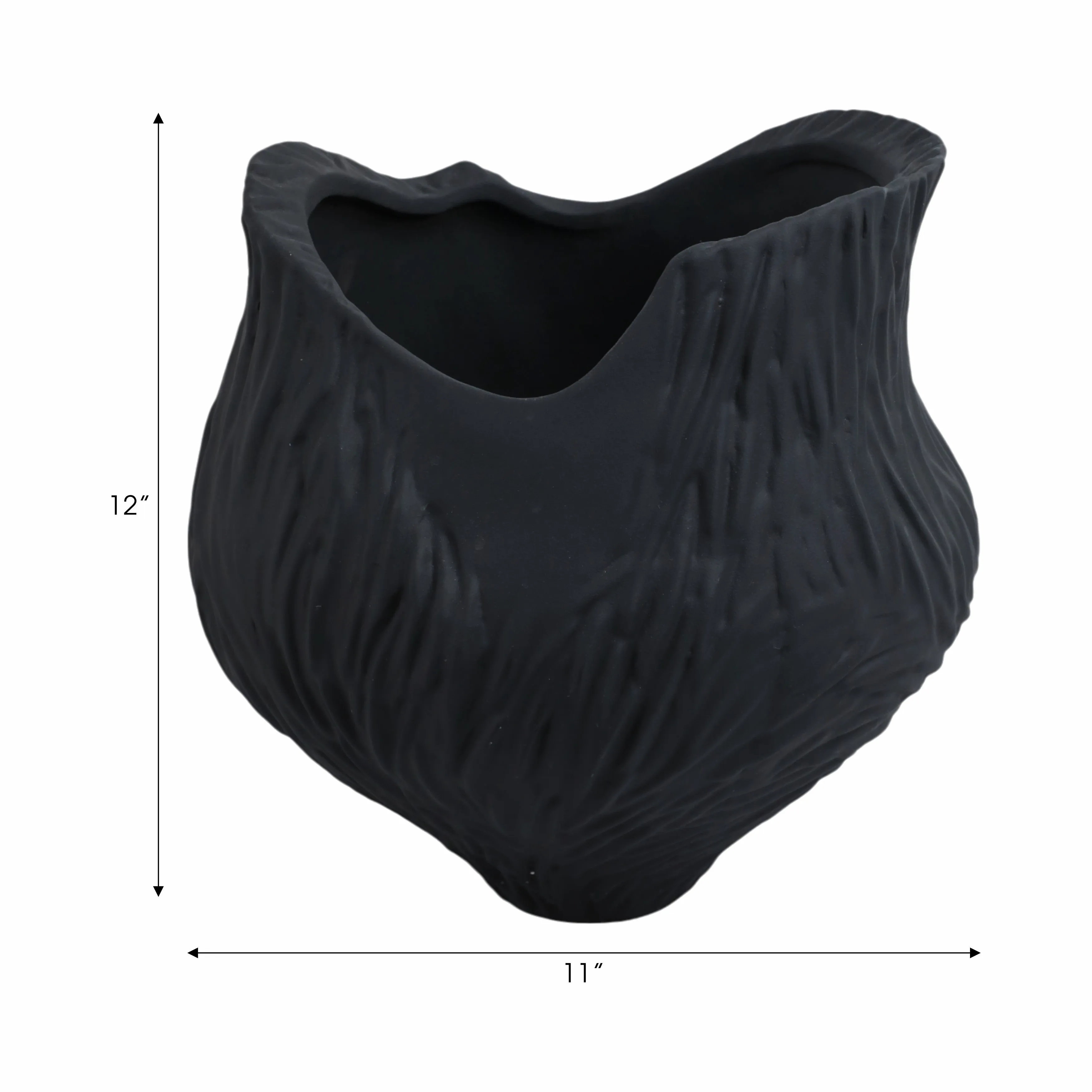 12"trevino Small 3d Printed Porcelain Vase,blk
