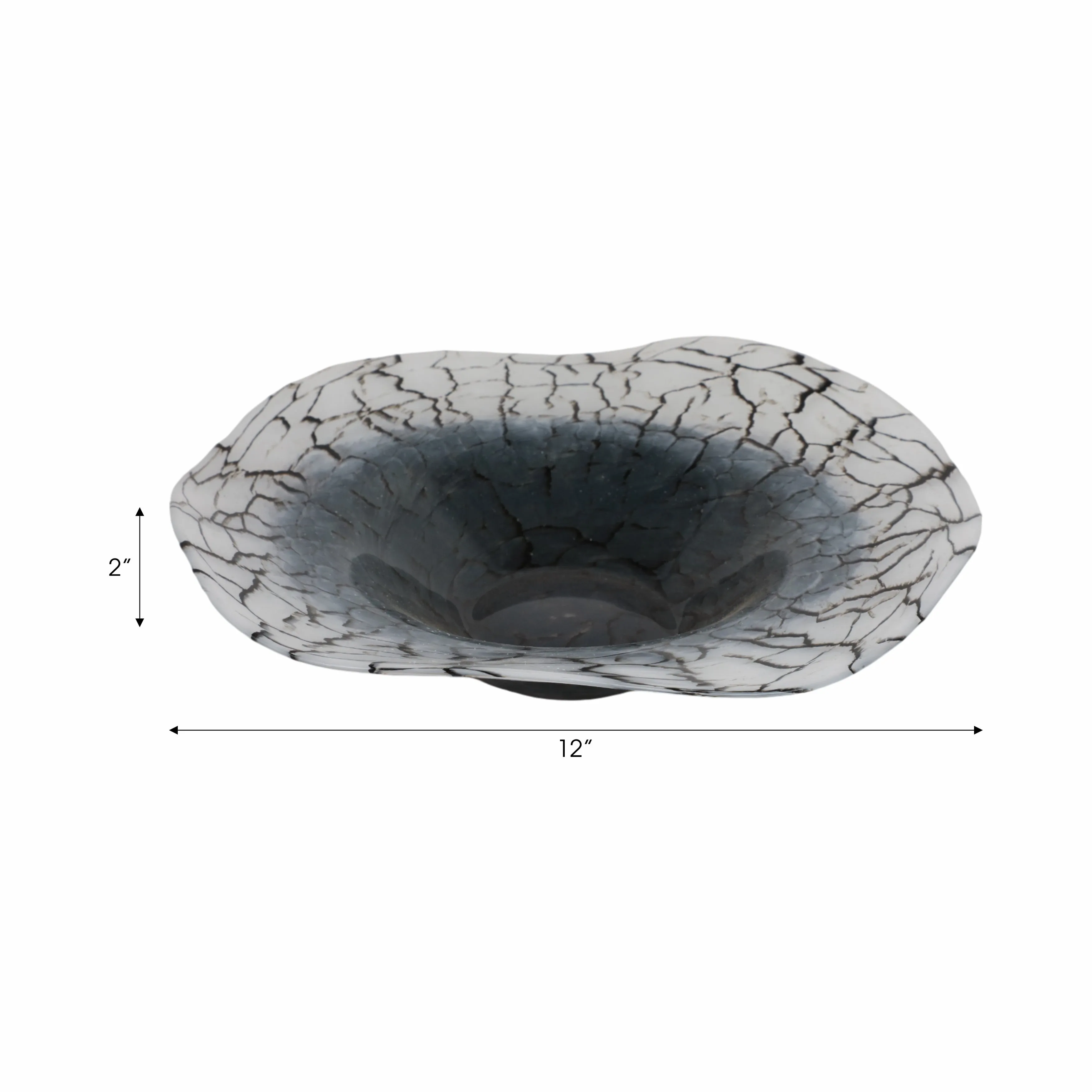 12x12" Abstract Glass Bowl With Veining, White/bla