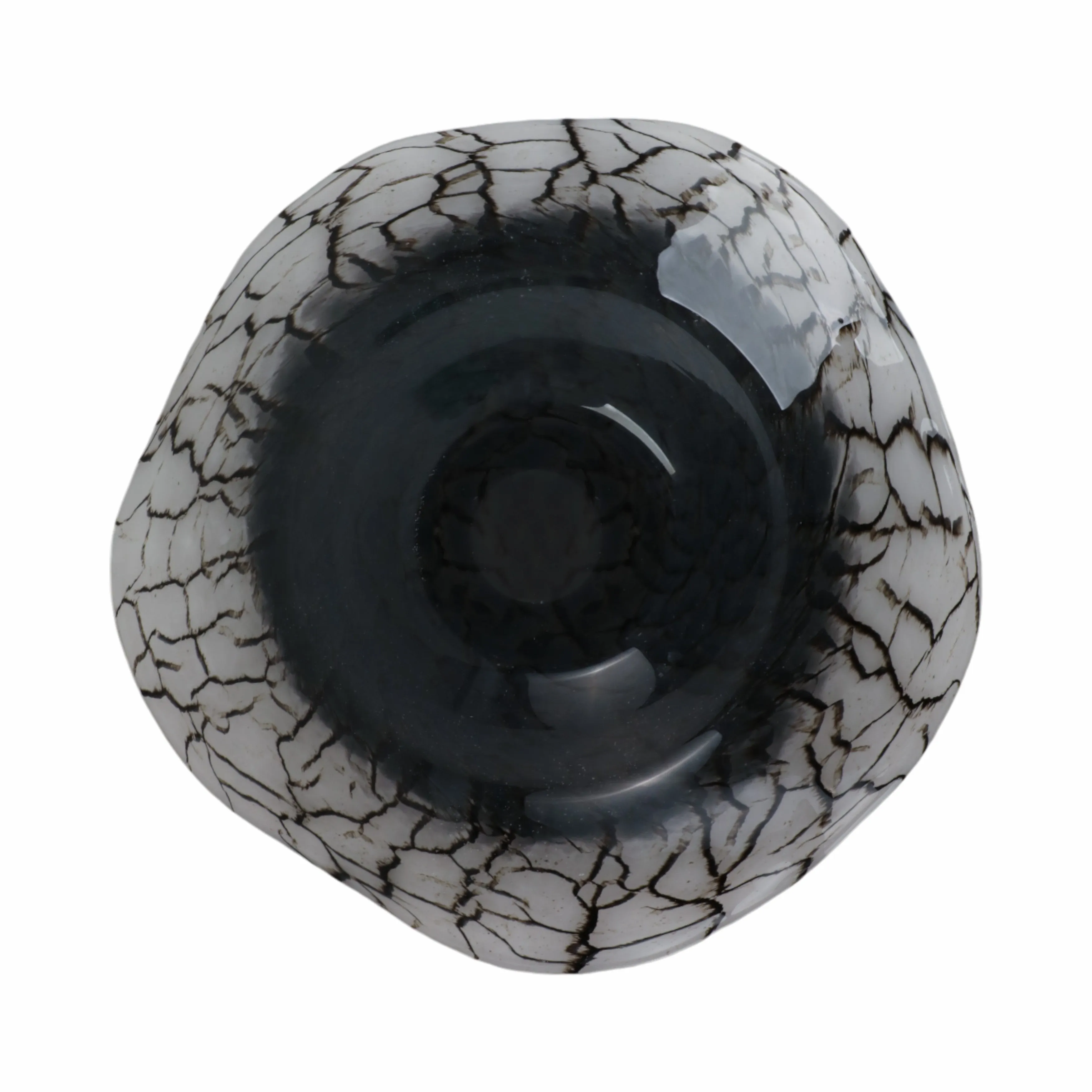 12x12" Abstract Glass Bowl With Veining, White/bla