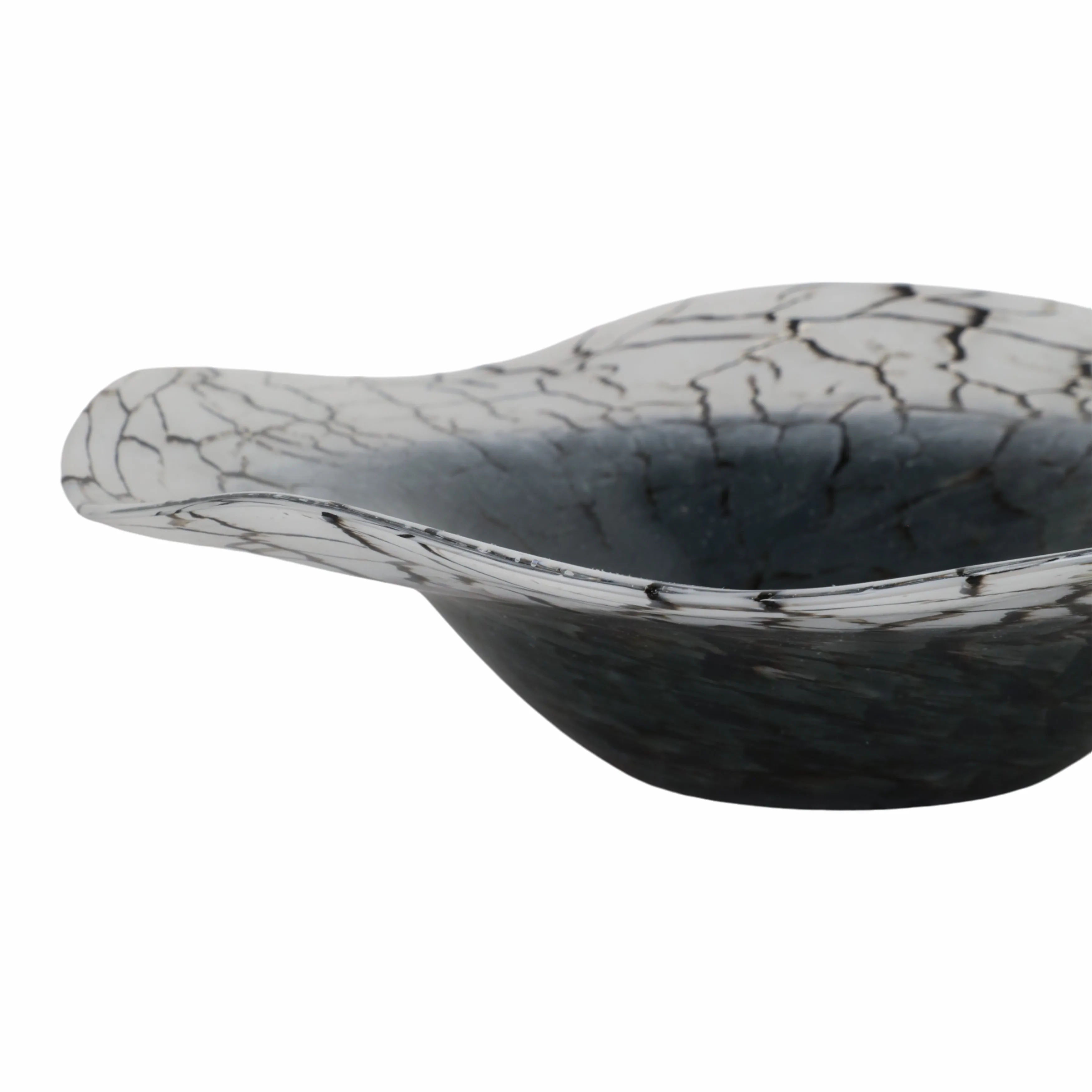 12x12" Abstract Glass Bowl With Veining, White/bla