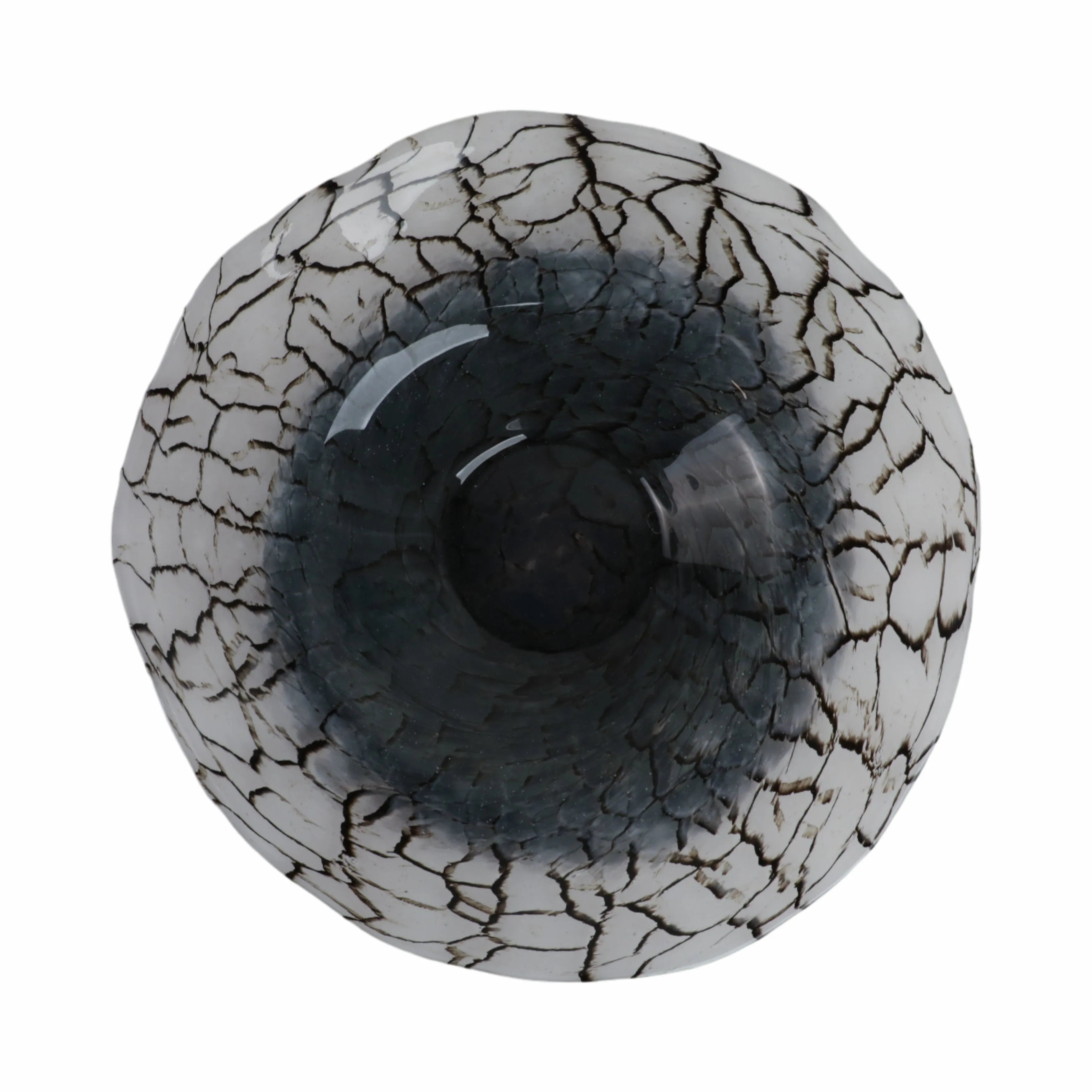 12x12" Abstract Glass Bowl With Veining, White/bla