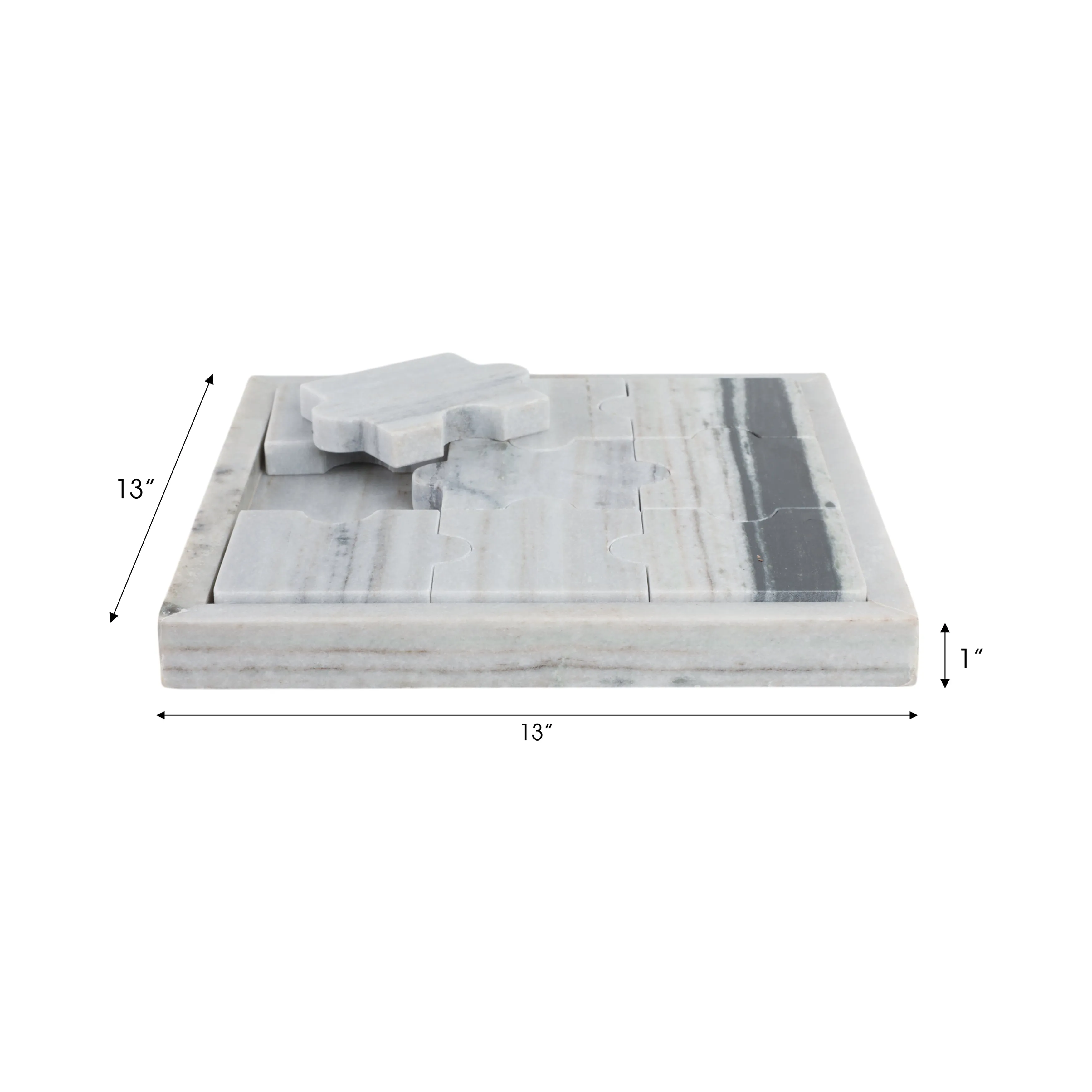 12x12" Panda Stone Marble Puzzle Game, White