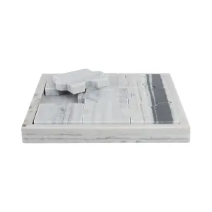 12x12" Panda Stone Marble Puzzle Game, White