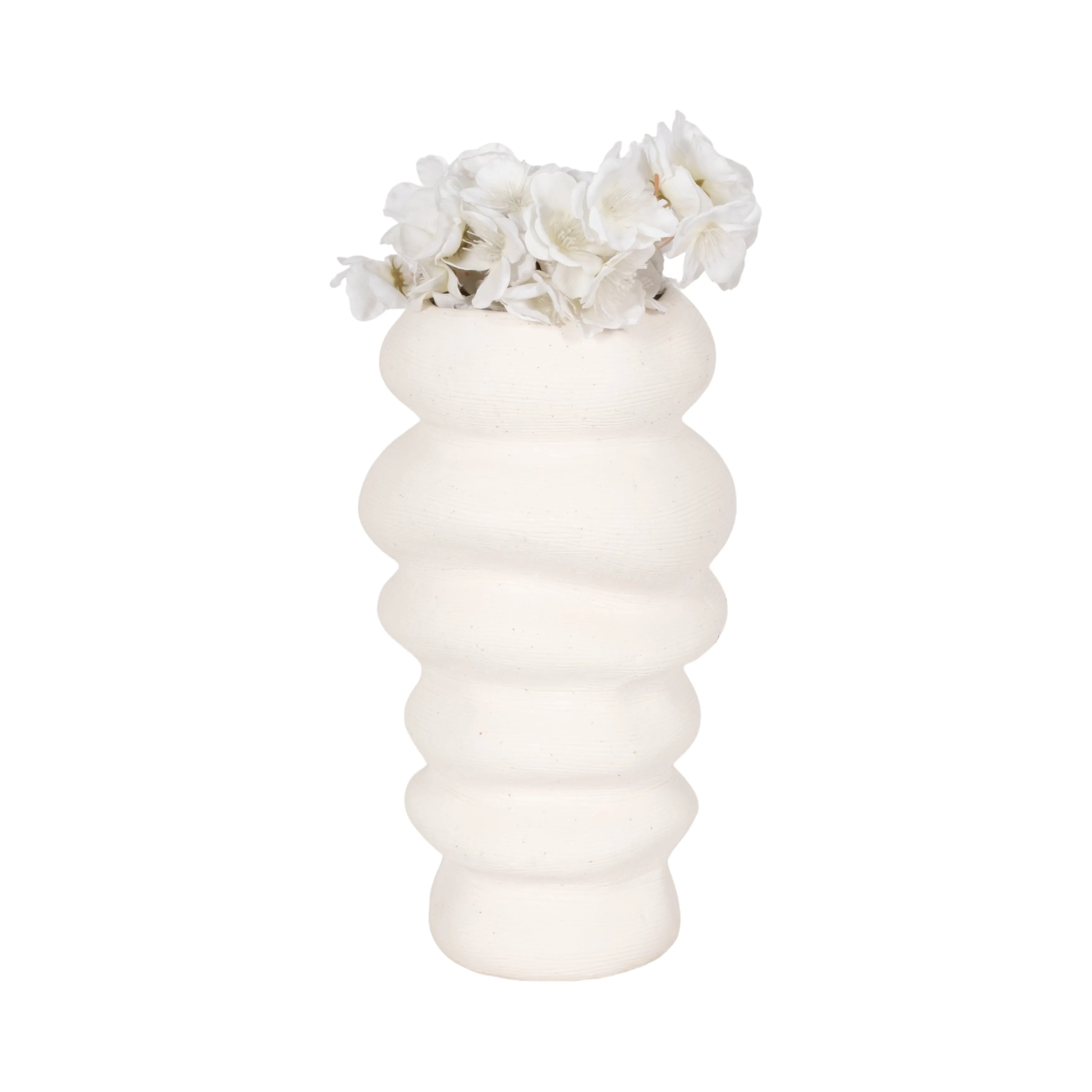 12x7" Hand Scribed Cairn Vase, White