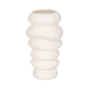 12x7" Hand Scribed Cairn Vase, White