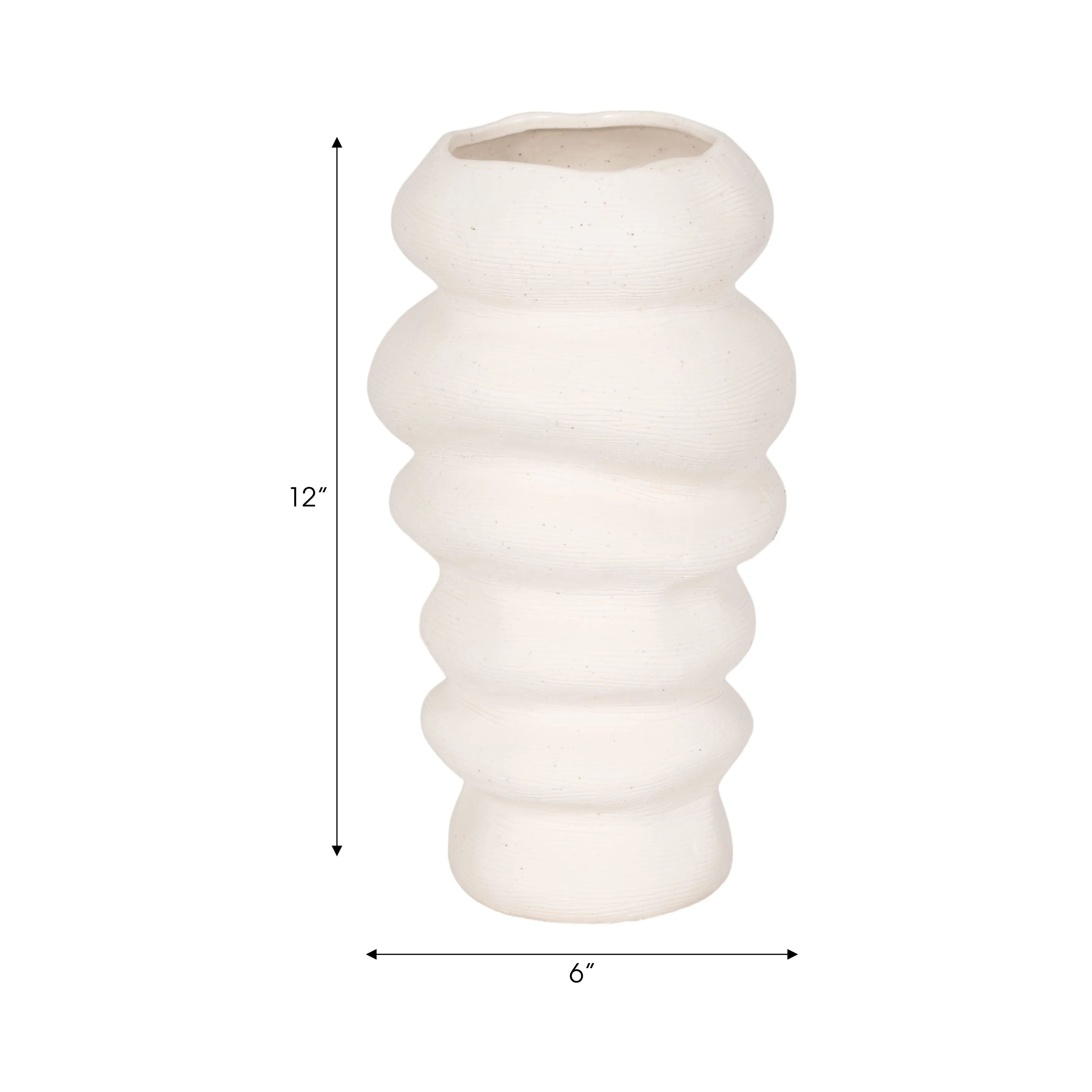 12x7" Hand Scribed Cairn Vase, White