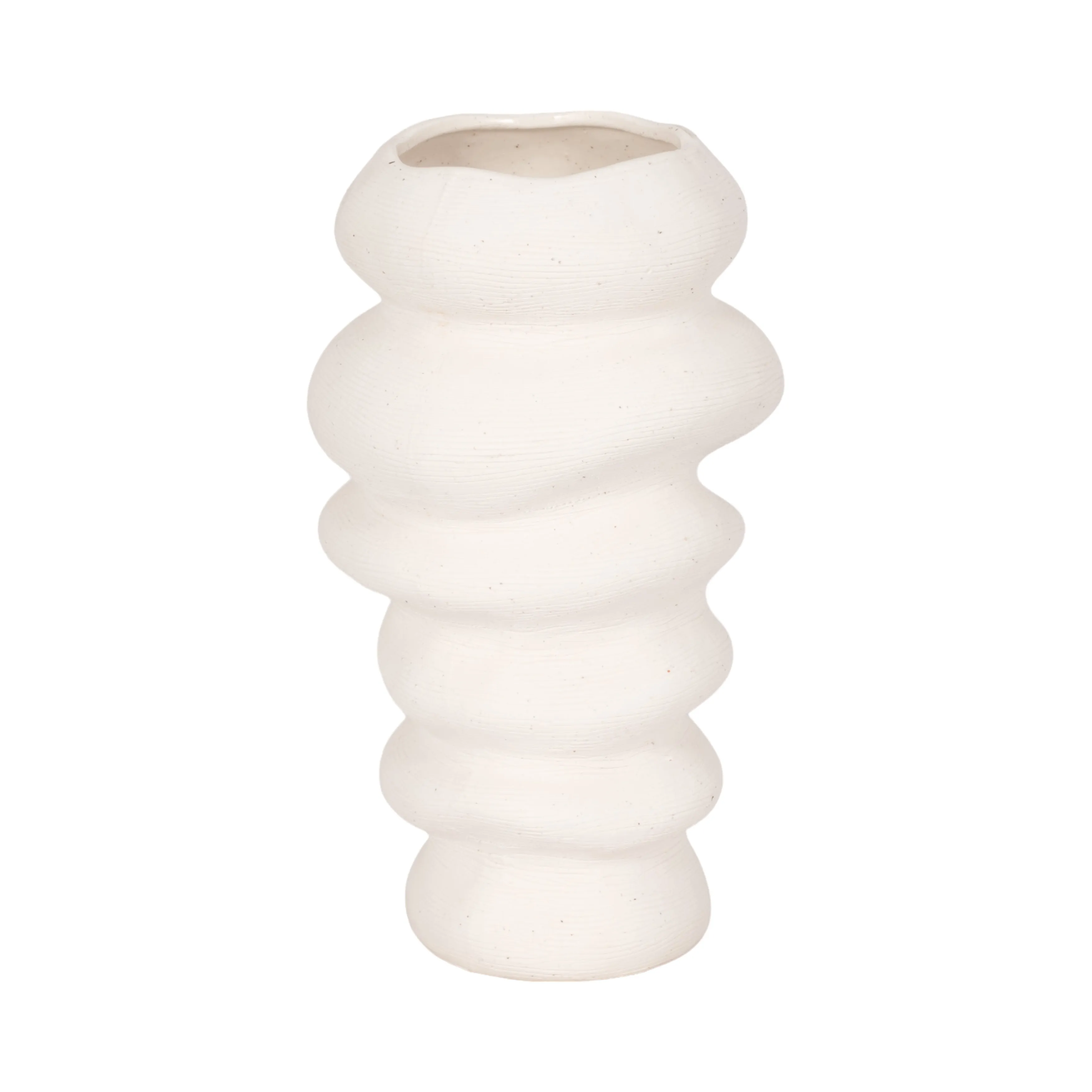 12x7" Hand Scribed Cairn Vase, White