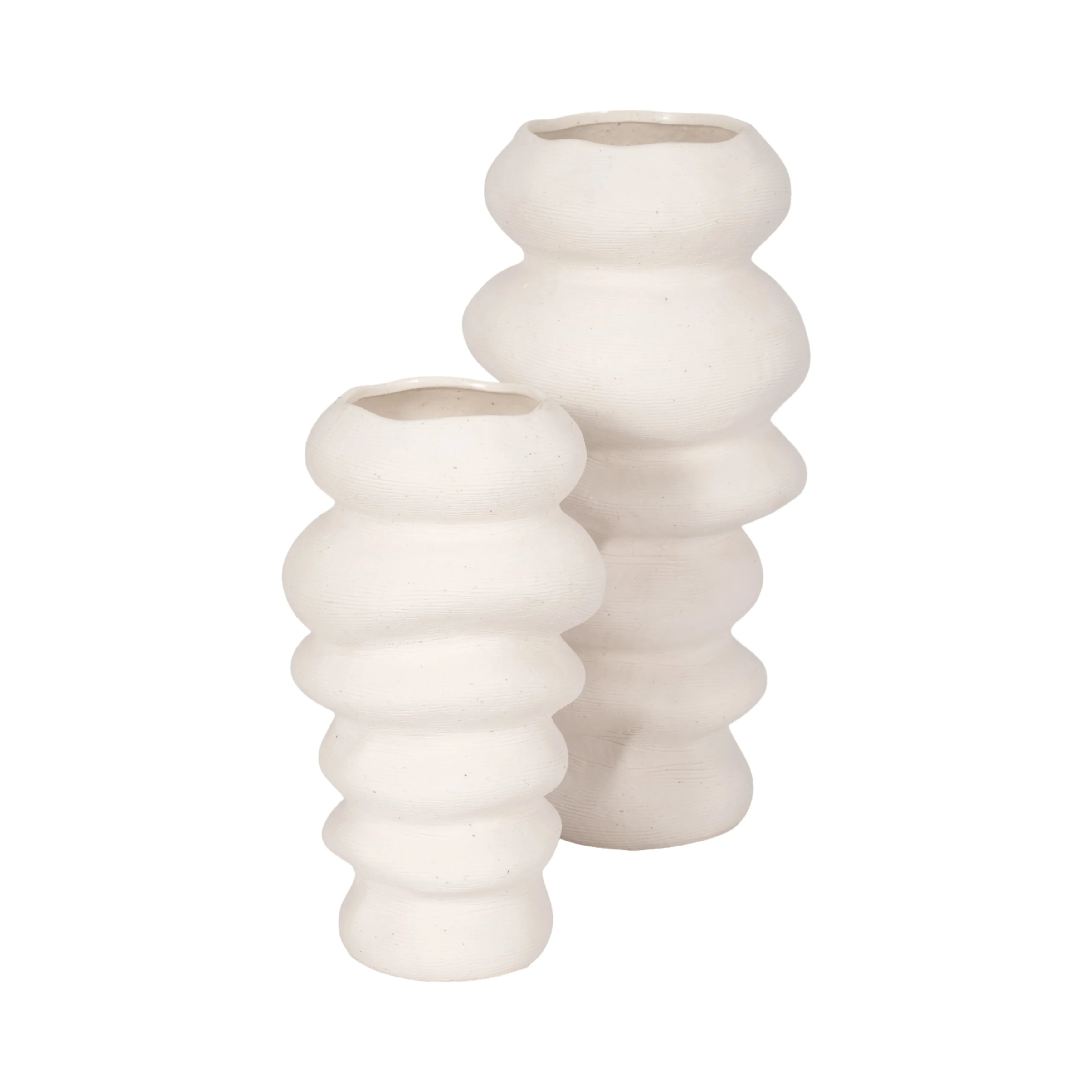 12x7" Hand Scribed Cairn Vase, White