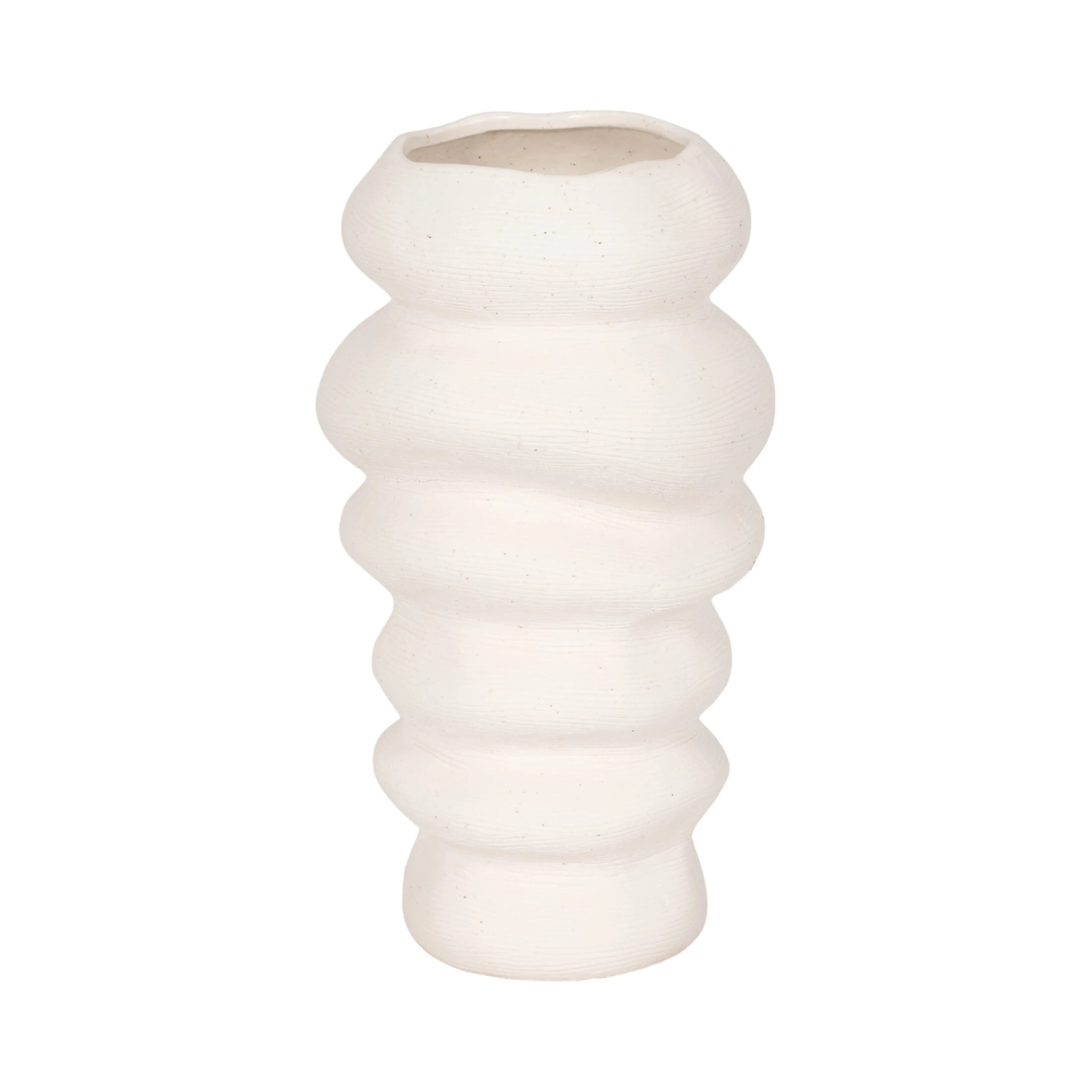 12x7" Hand Scribed Cairn Vase, White