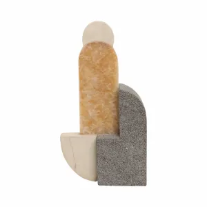 13" Abstrct Sculpture Lava&sand Stone & Onyx, Mult