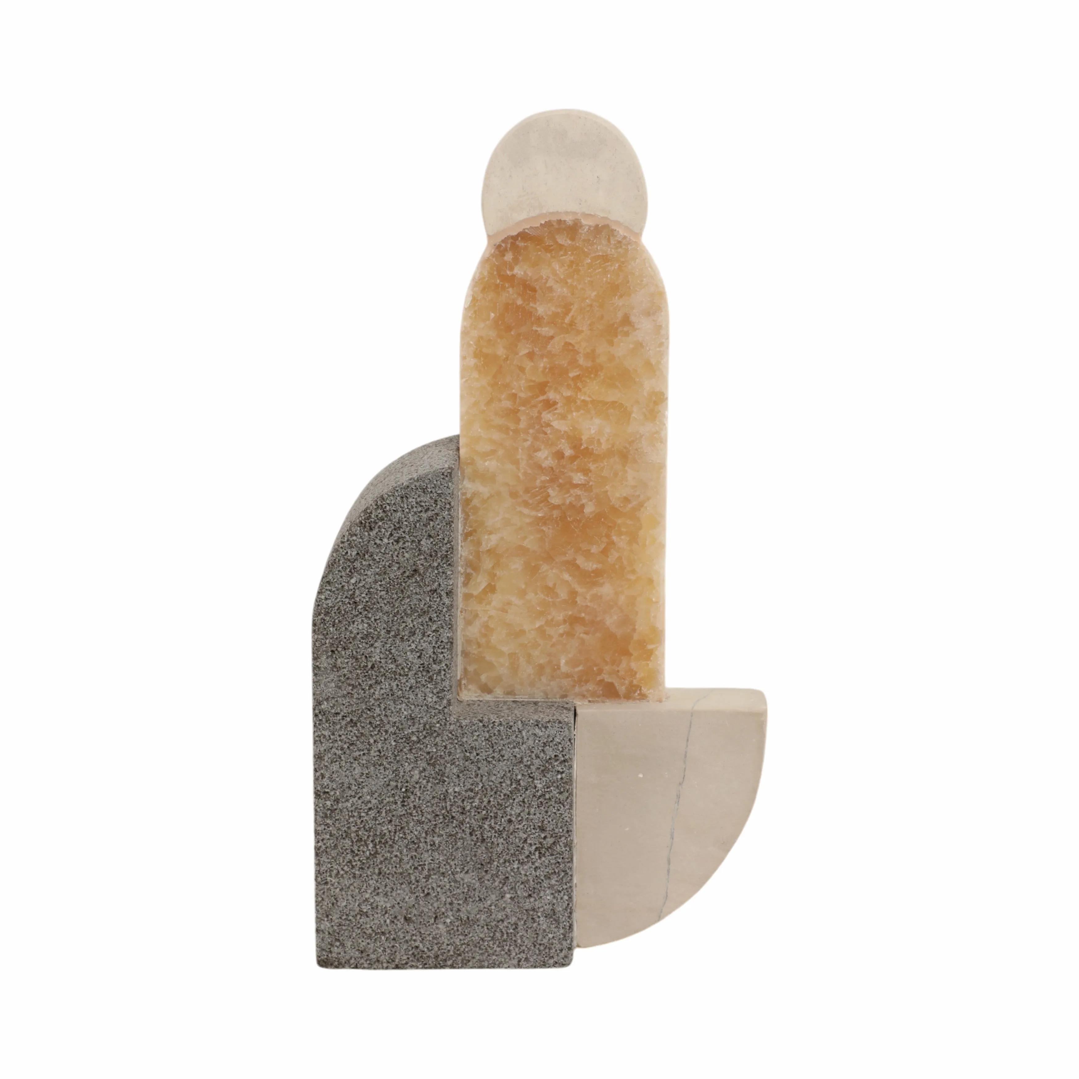 13" Abstrct Sculpture Lava&sand Stone & Onyx, Mult