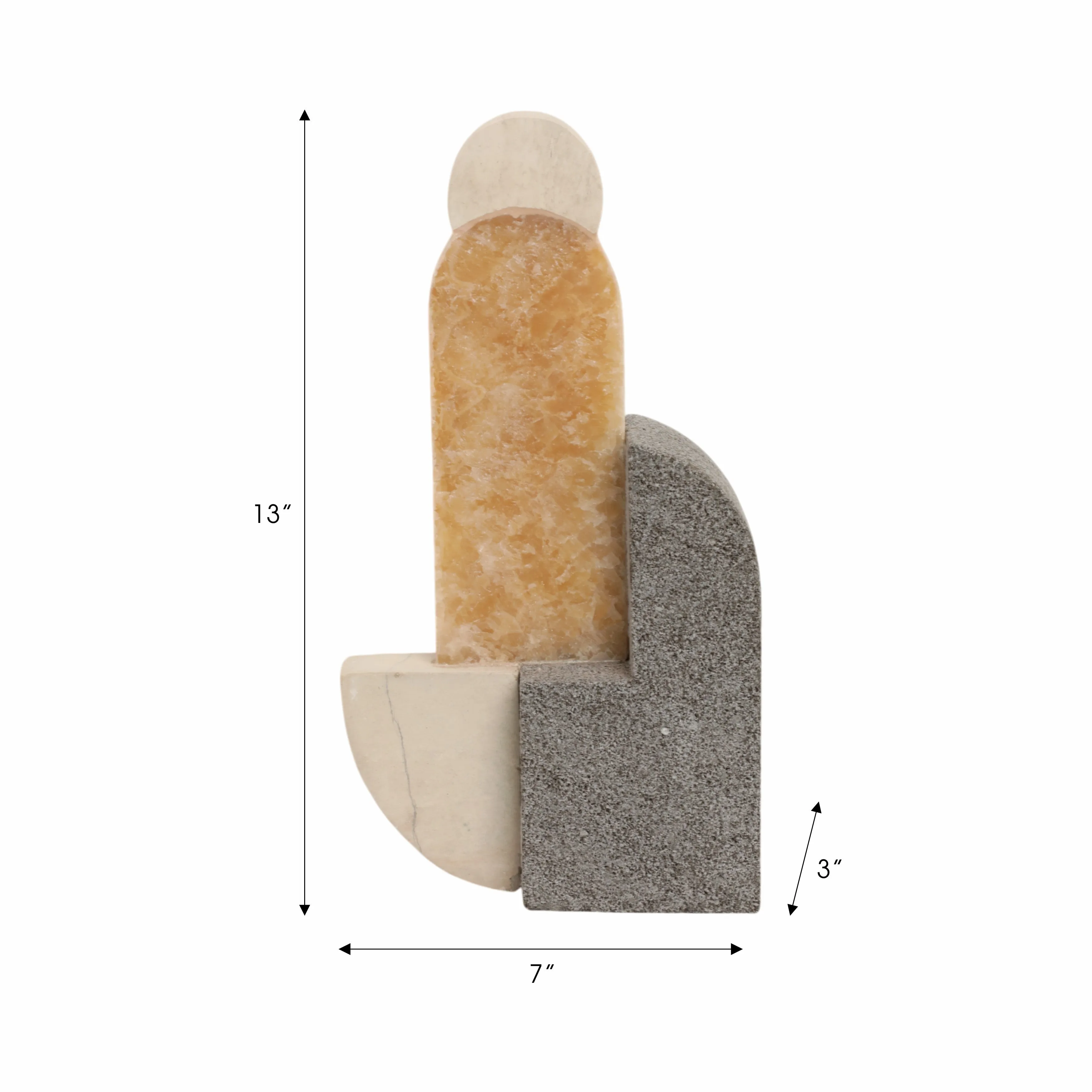 13" Abstrct Sculpture Lava&sand Stone & Onyx, Mult