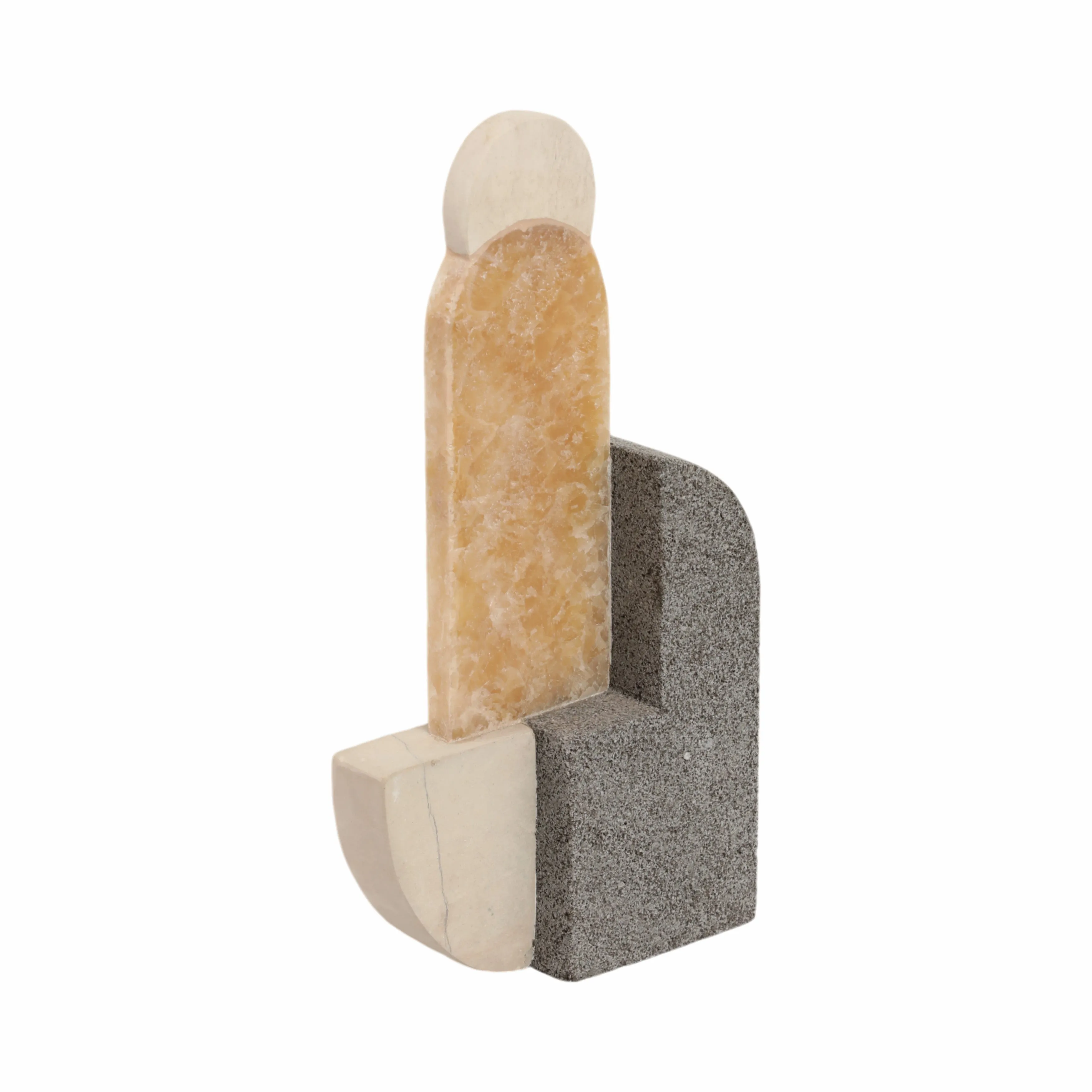 13" Abstrct Sculpture Lava&sand Stone & Onyx, Mult
