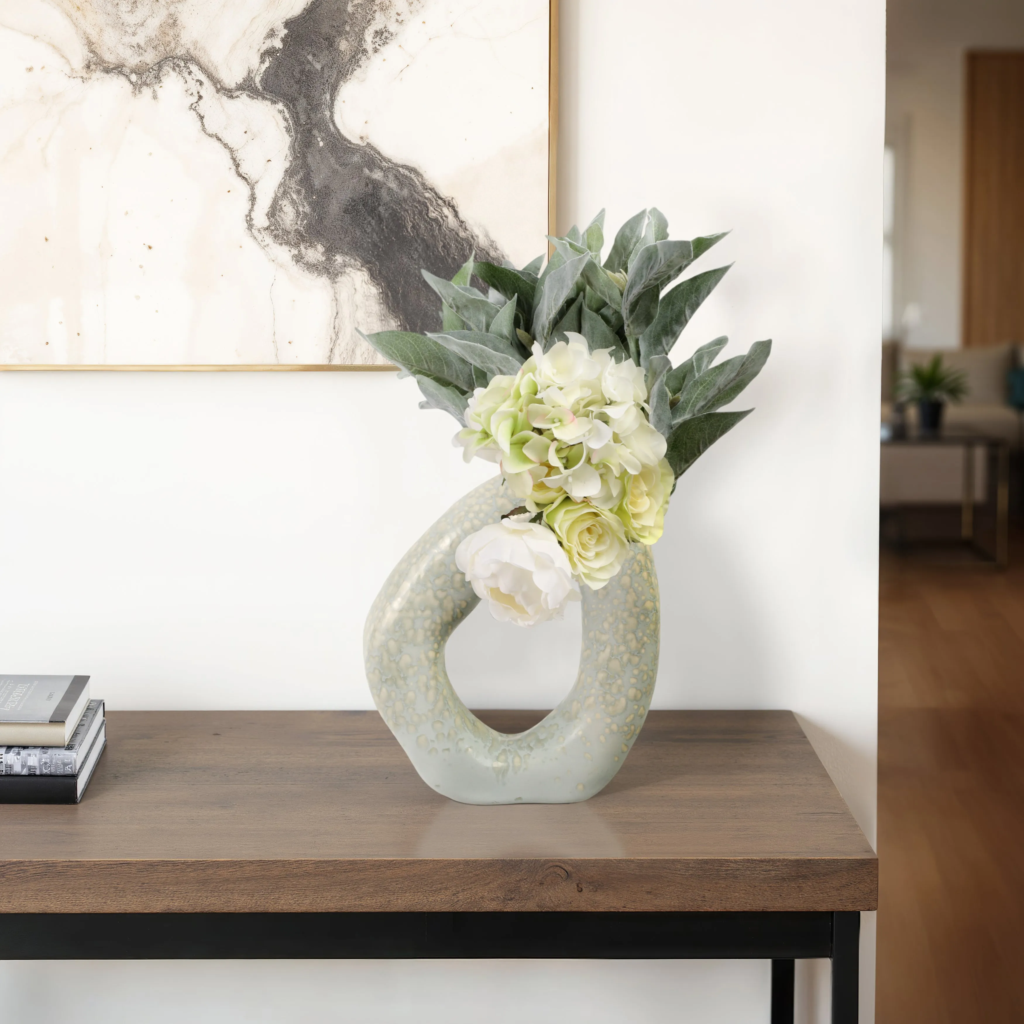 13" Amarante Large Abstract Round Portugal Vase