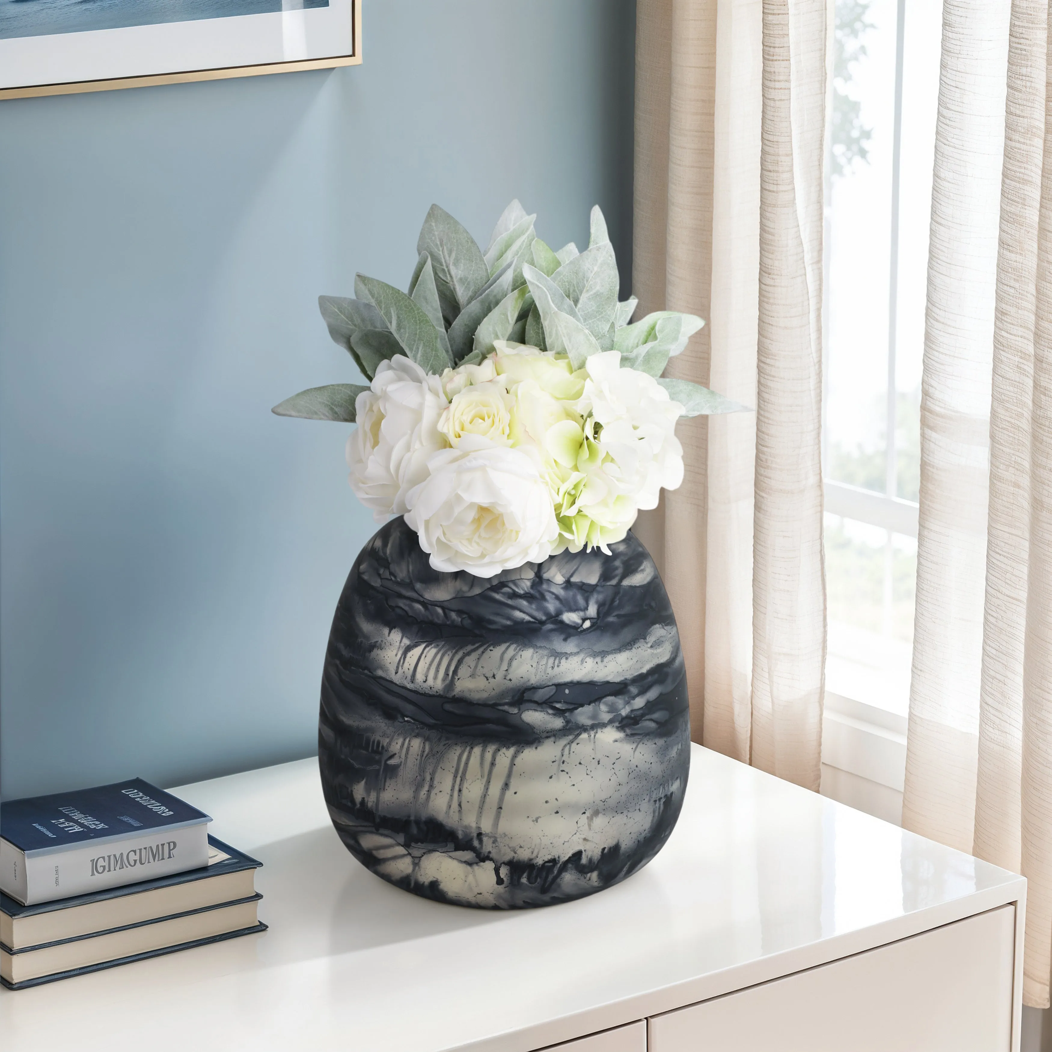 13" Annecy Large Blue Glass Vase