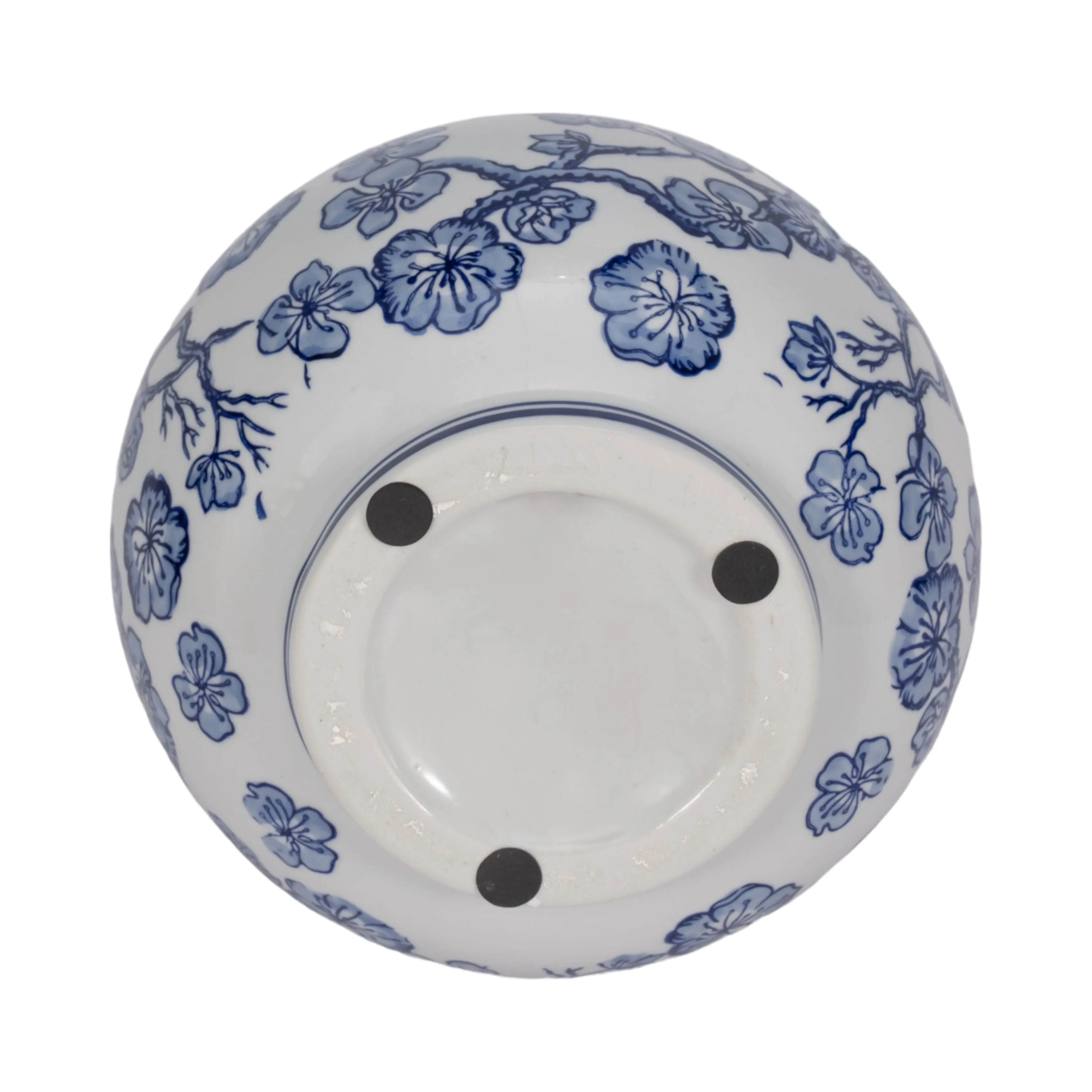 13" CHERRY BLOSSOM CHINOISERIE GOURD VASE, BLUE/WH
