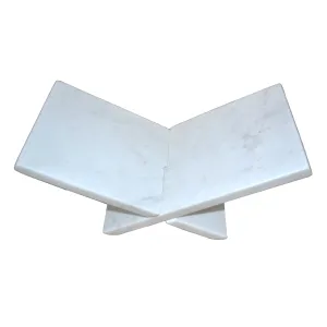 13" Marble Bookstand, White