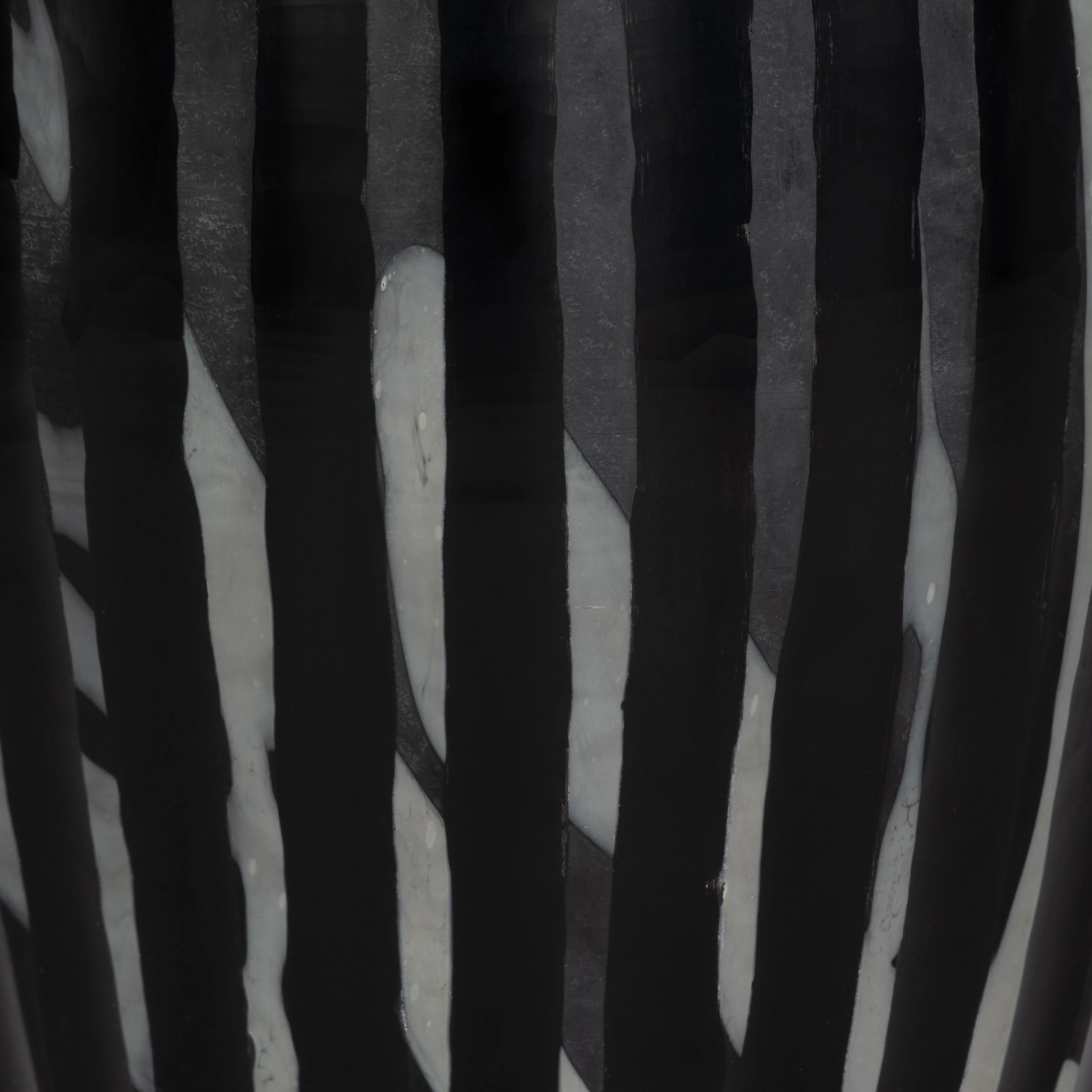 13" MINERVA SMALL BLACK AND WHITE GLASS VASE