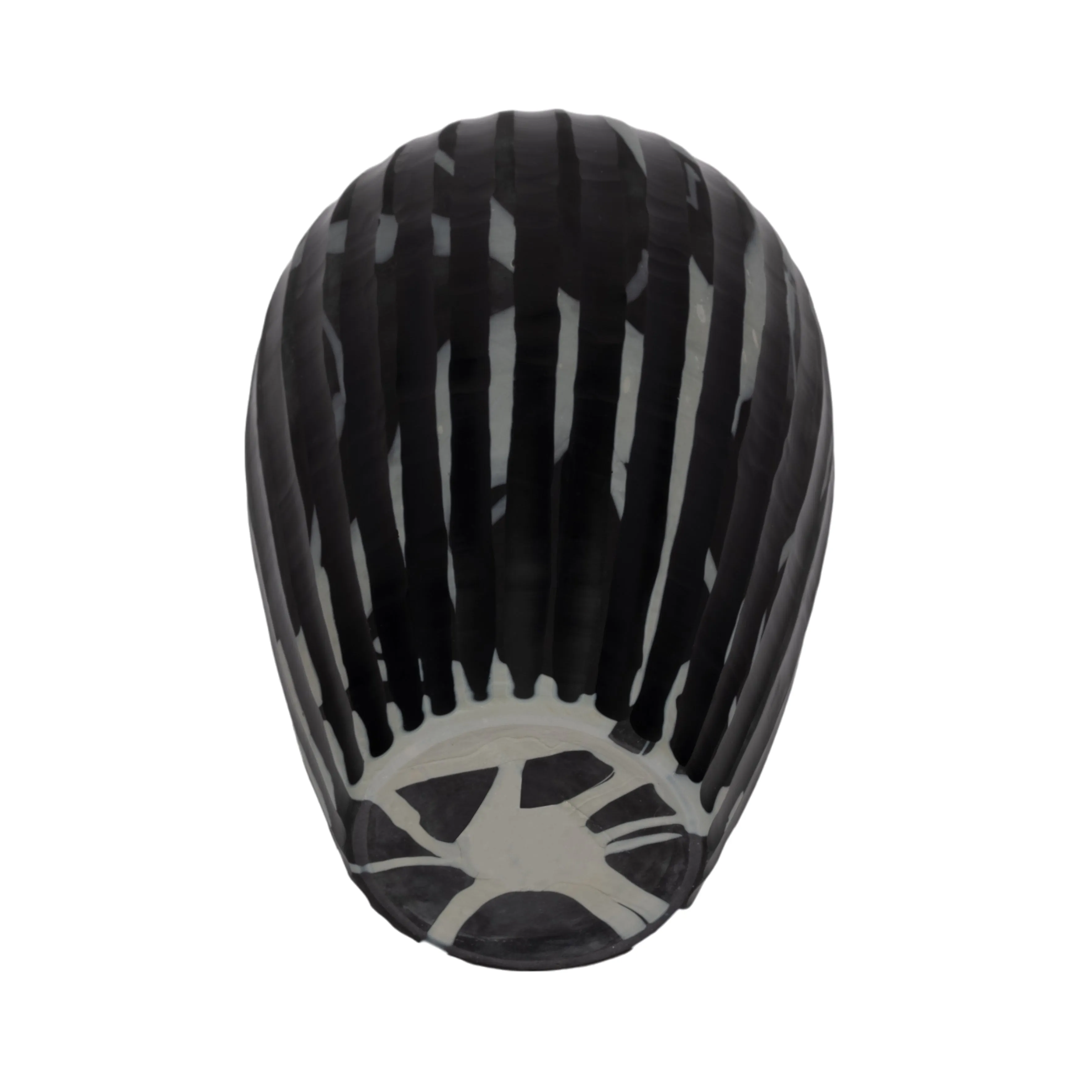 13" MINERVA SMALL BLACK AND WHITE GLASS VASE