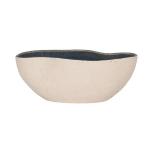 13" Reactive Curvy Oval Bowl, Blue/white