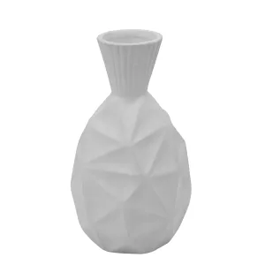 13"H TEXTURED OLPE VASE, WHITE