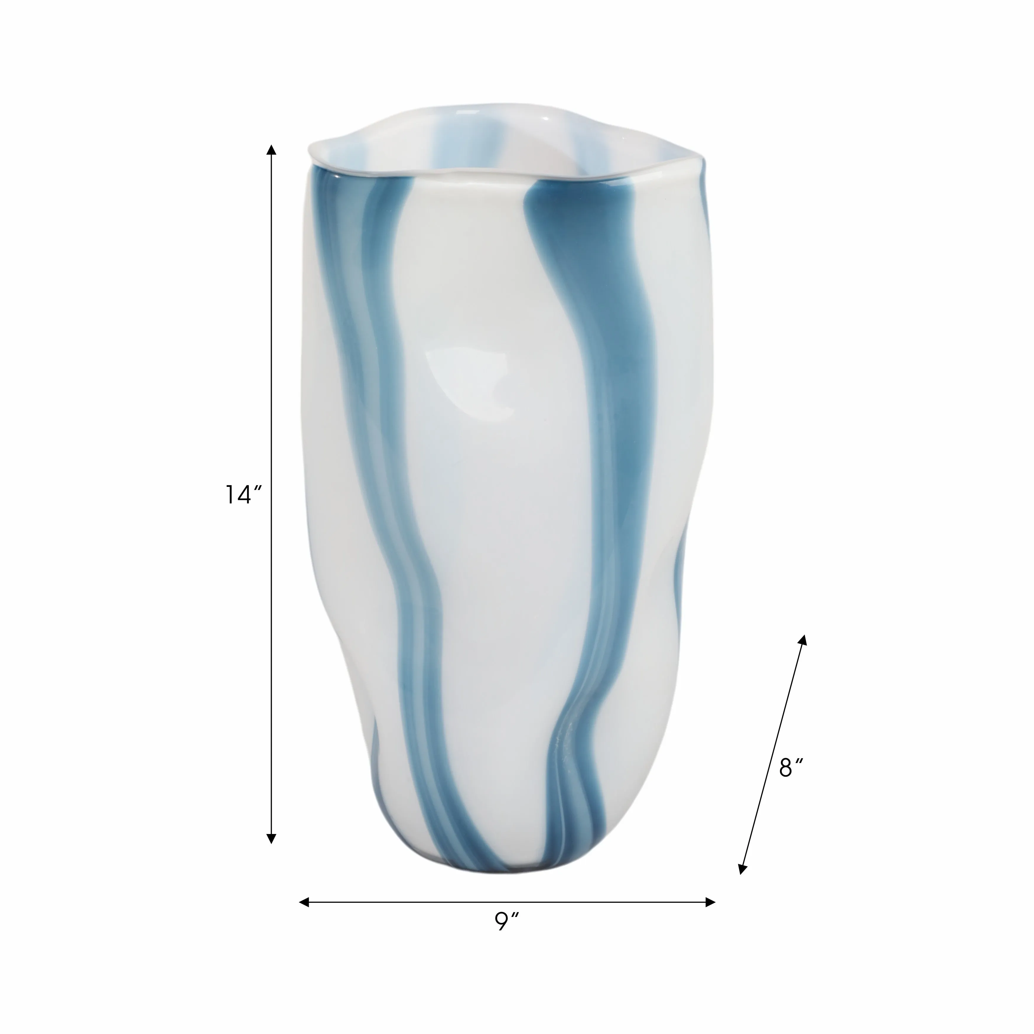 14" Beldan Large Blue Glass Vase