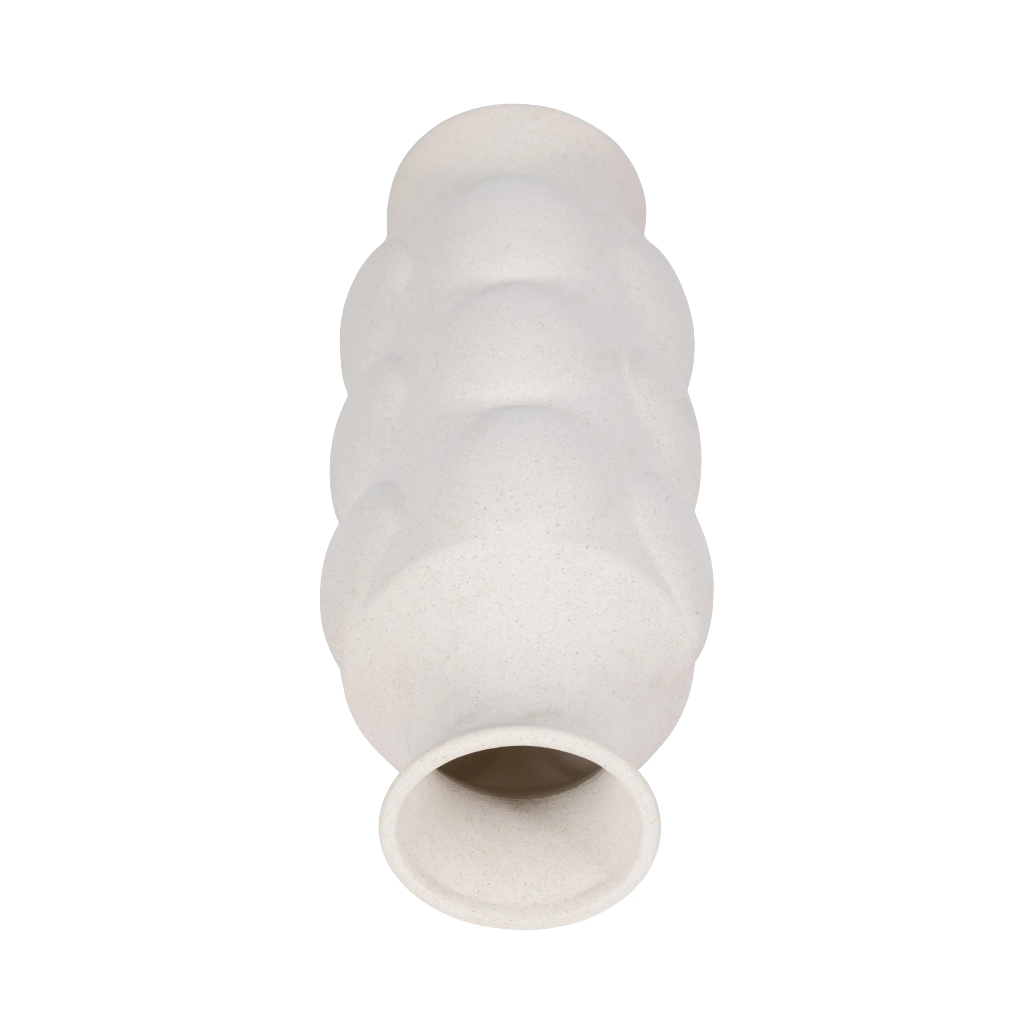 14" Large Dot Embossed Vase Sand Texture, White