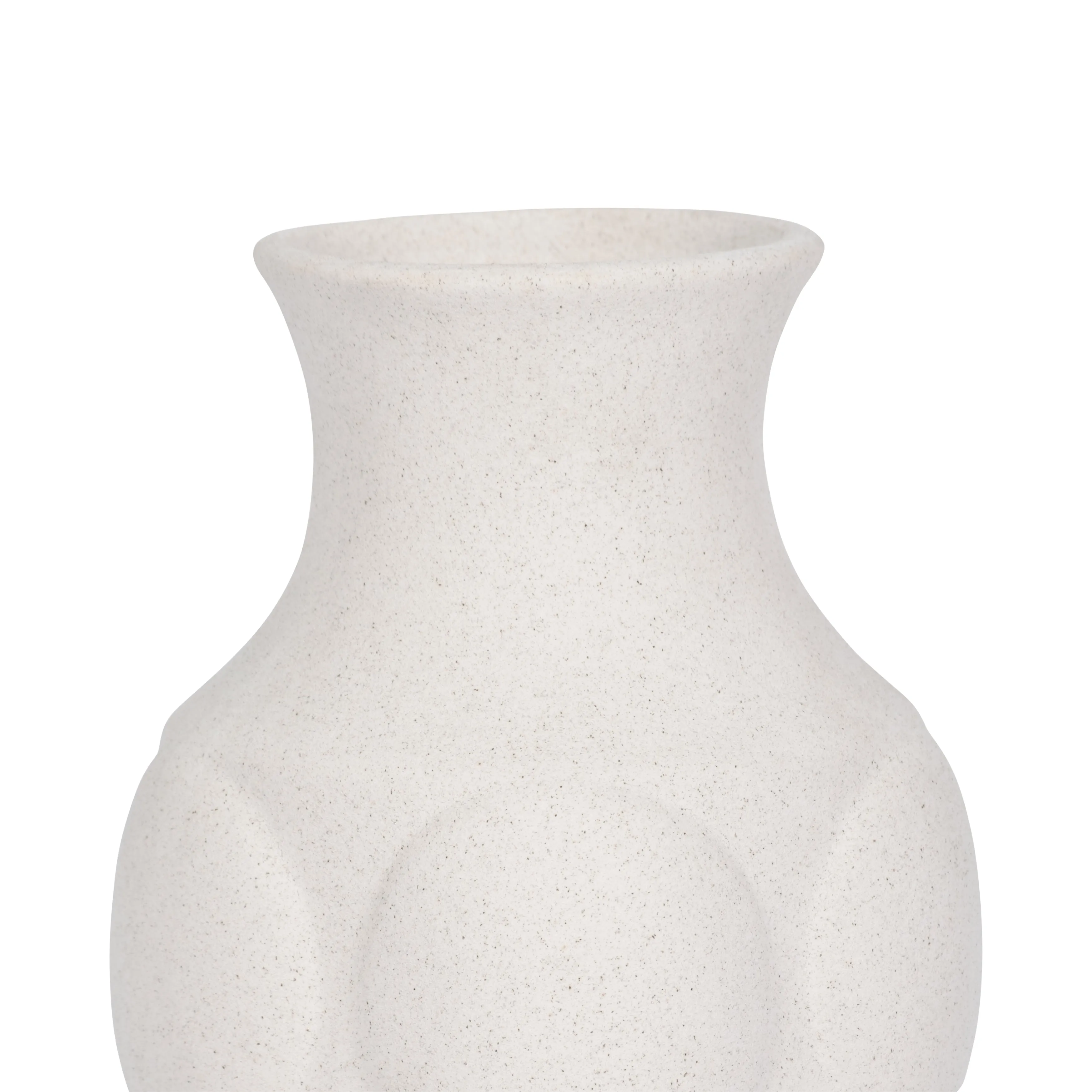 14" Large Dot Embossed Vase Sand Texture, White