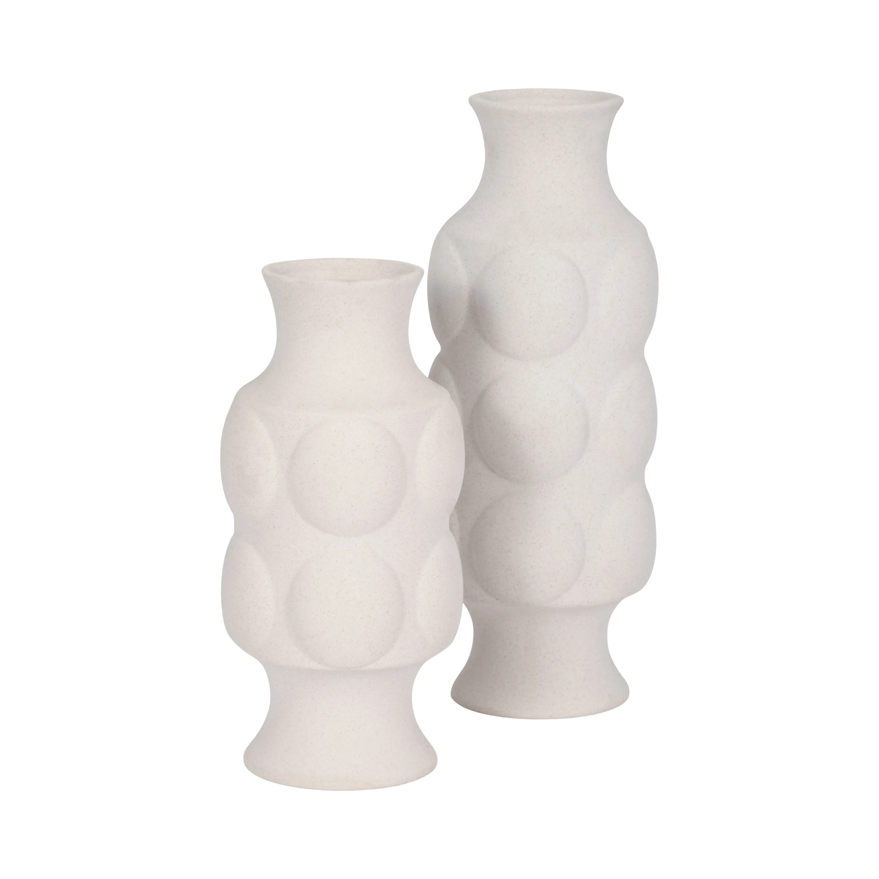 14" Large Dot Embossed Vase Sand Texture, White