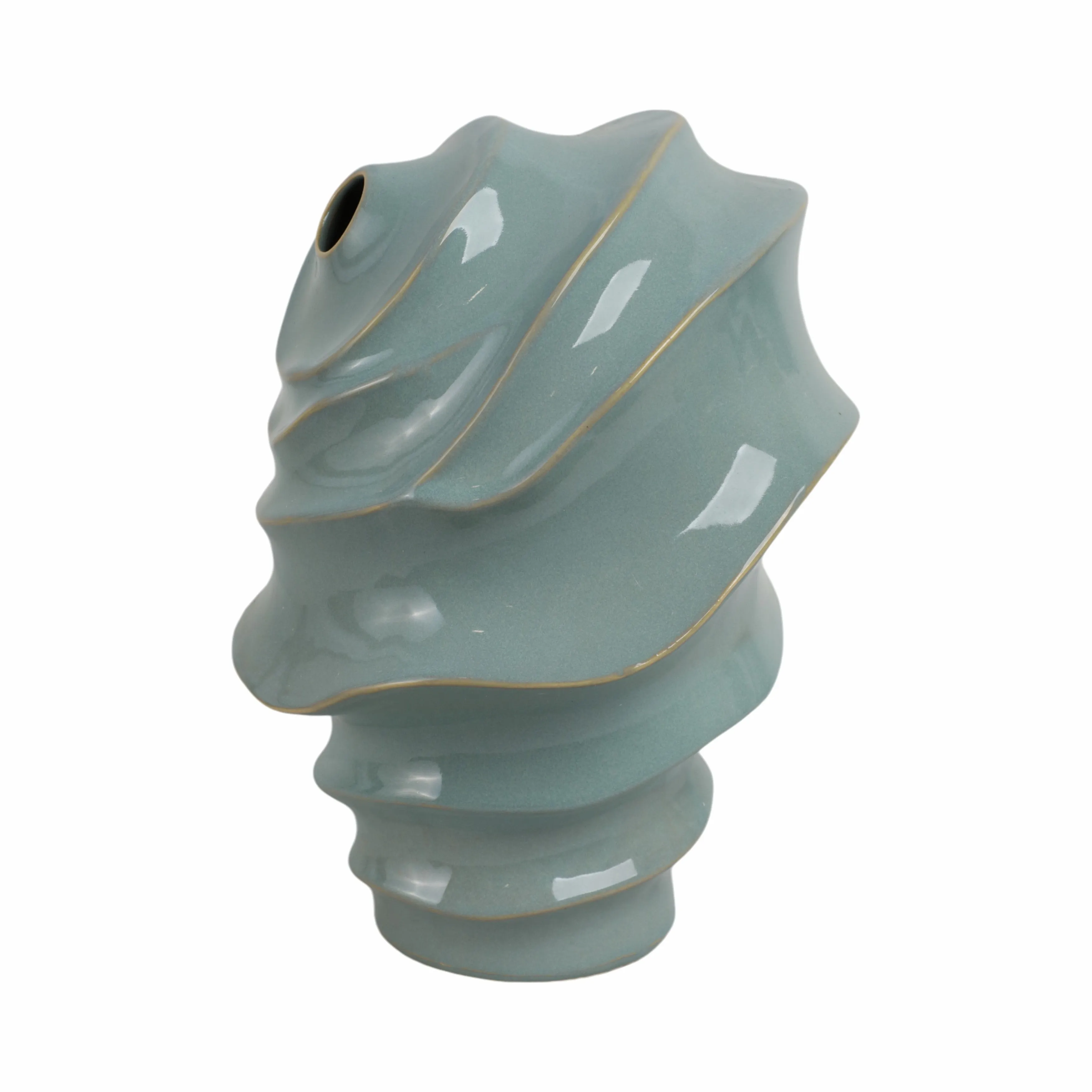 14" Seaside Small Blue Cer Vase
