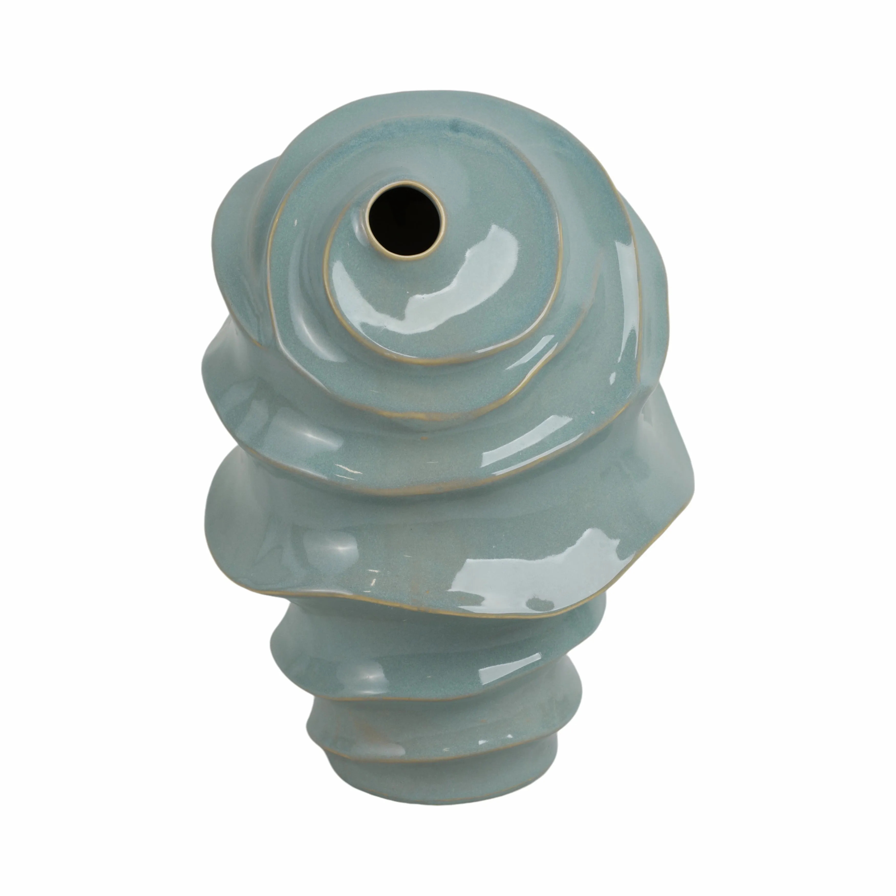 14" Seaside Small Blue Cer Vase