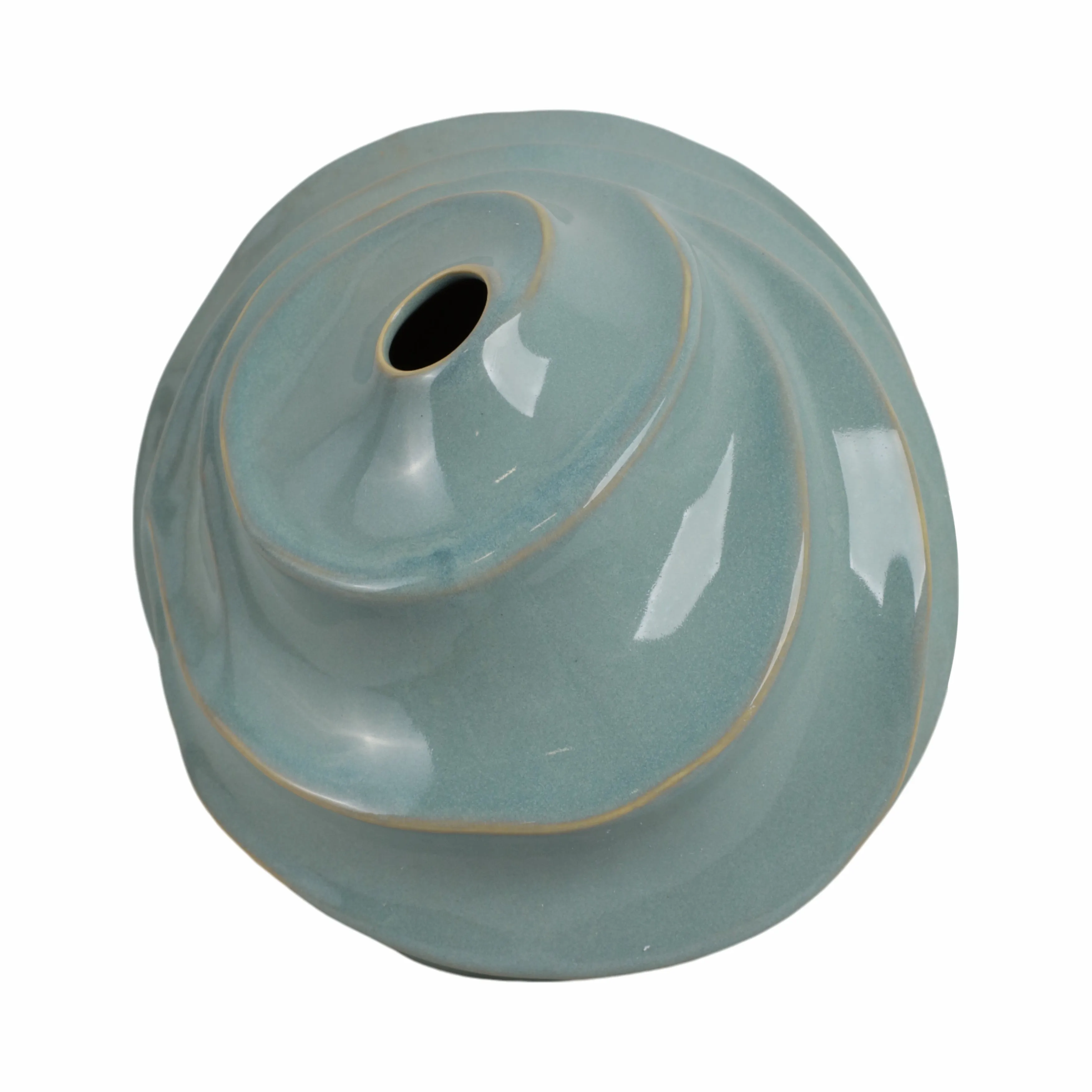 14" Seaside Small Blue Cer Vase