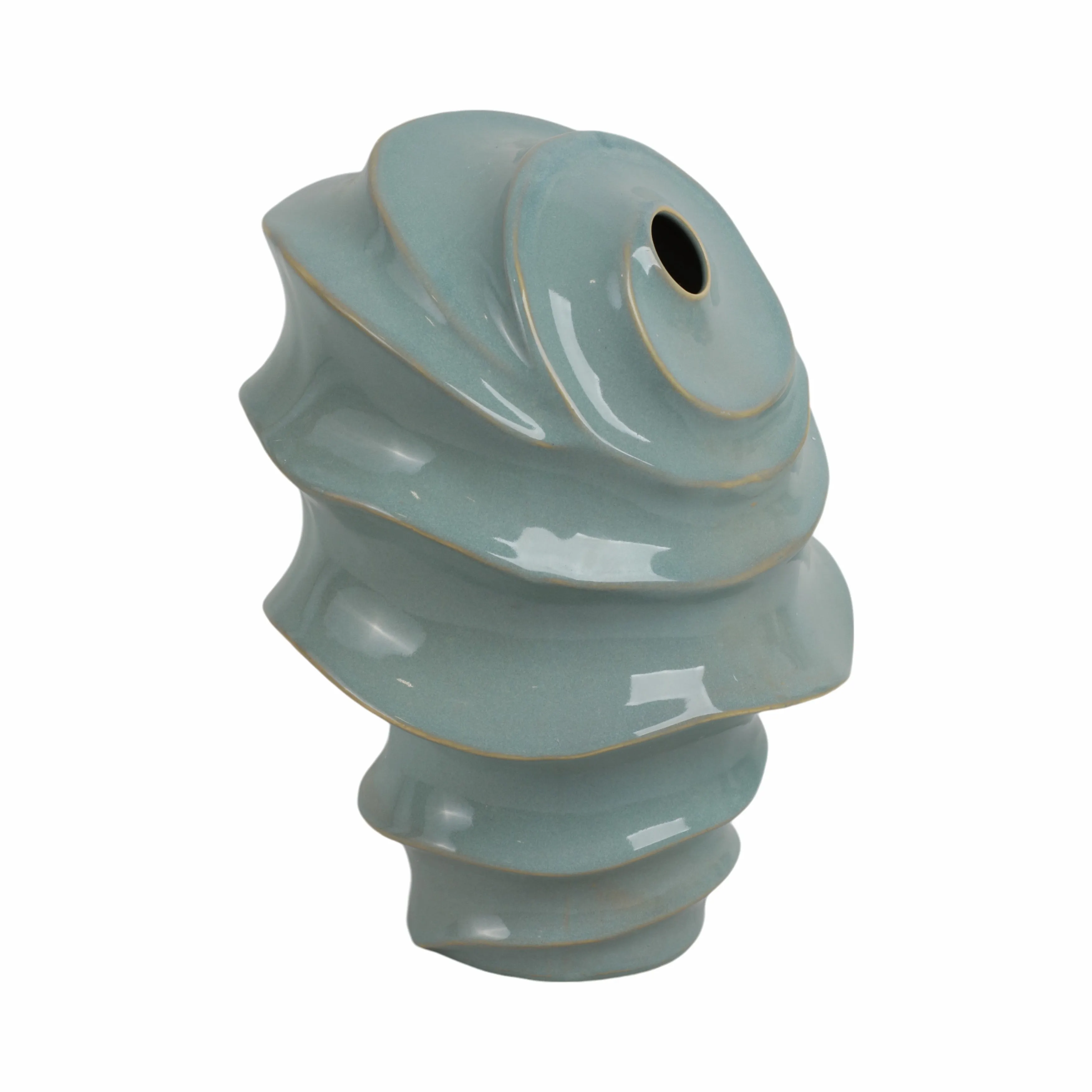 14" Seaside Small Blue Cer Vase