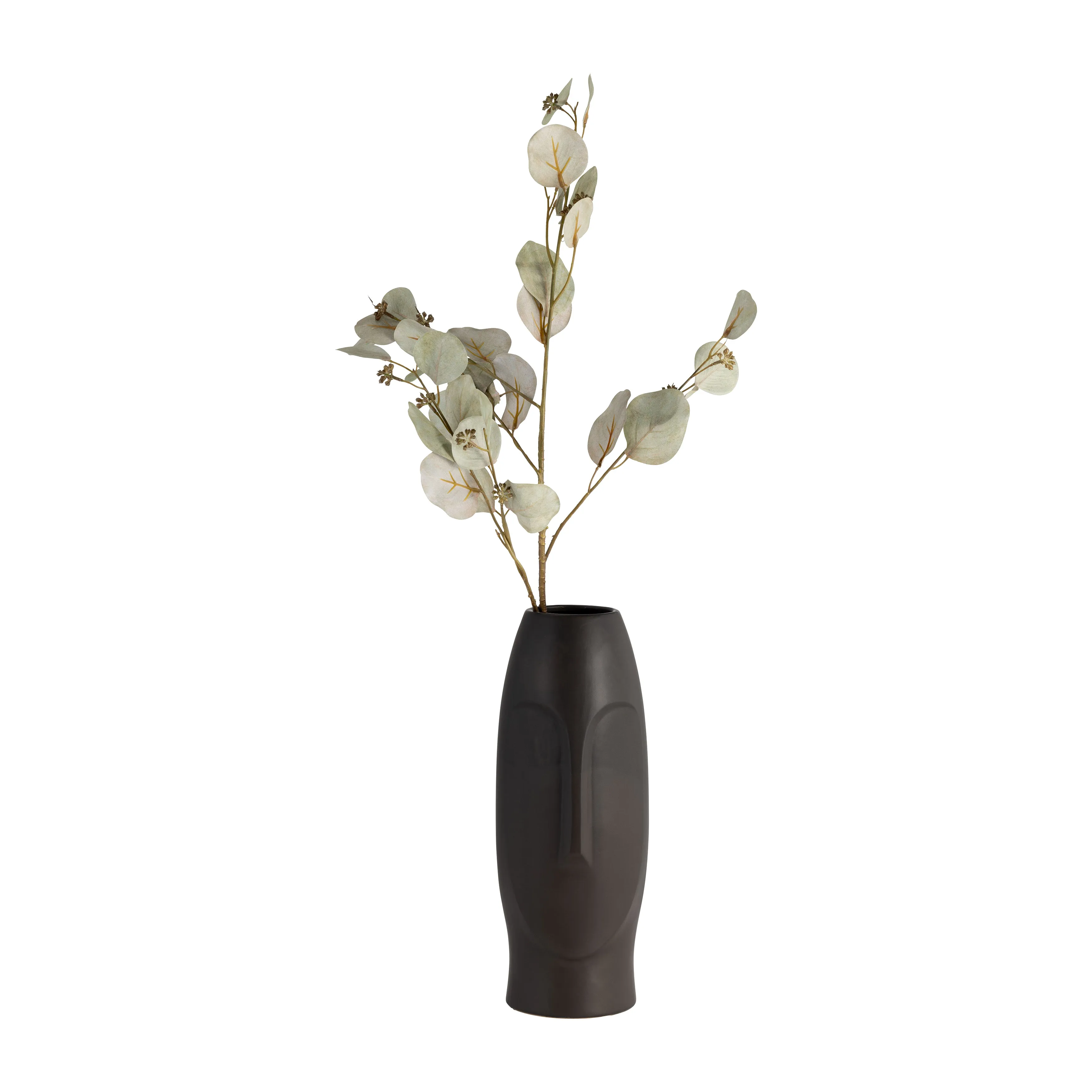 14"H FACE VASE, BLACK