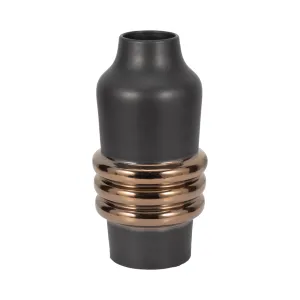 15" Calorin Oversized Tribal Vase, Black/gold