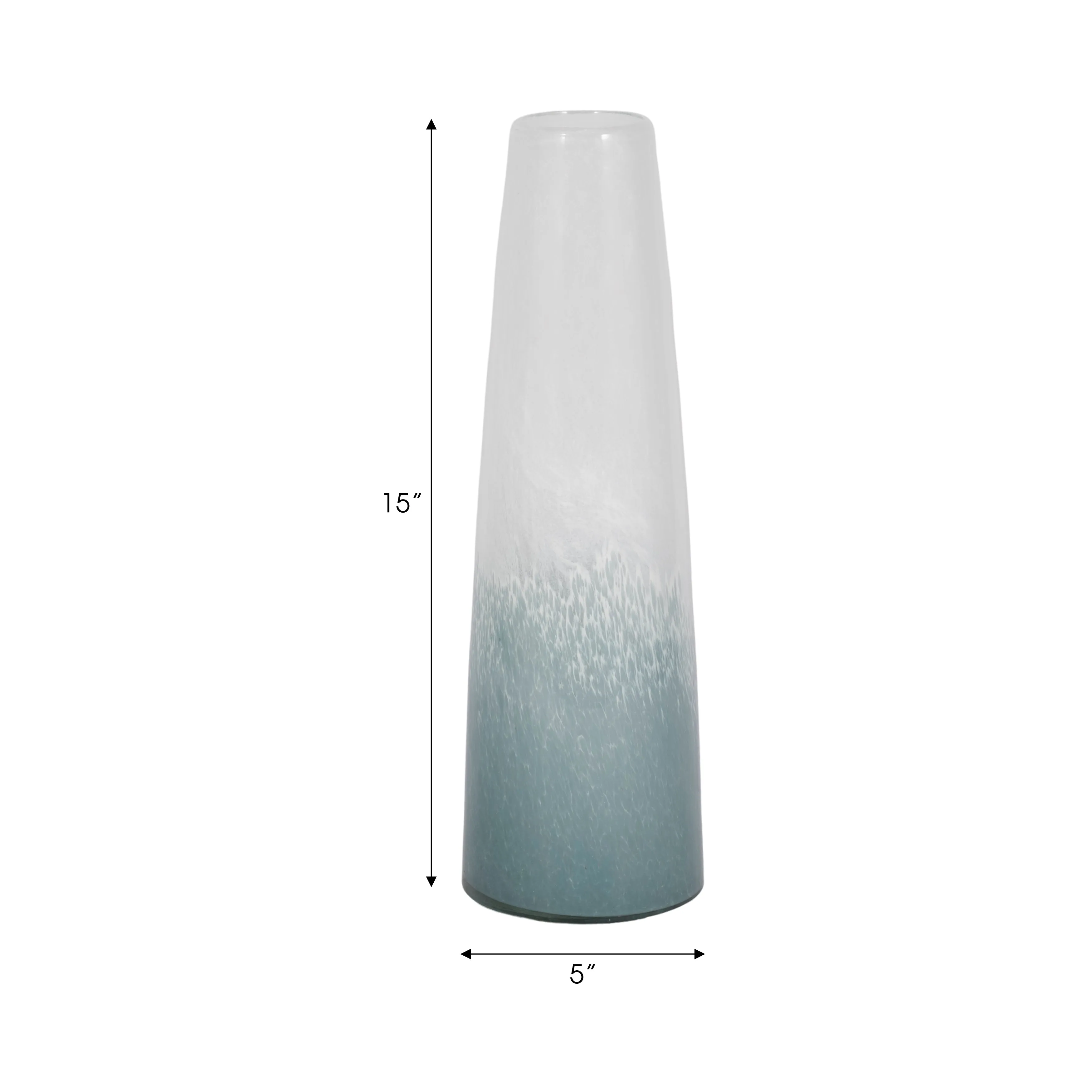 15" Light Blue Waters Vase, Blue/white