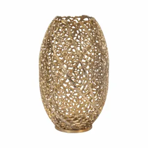 15" Meadow Metal Urn Shape Vase, Gold
