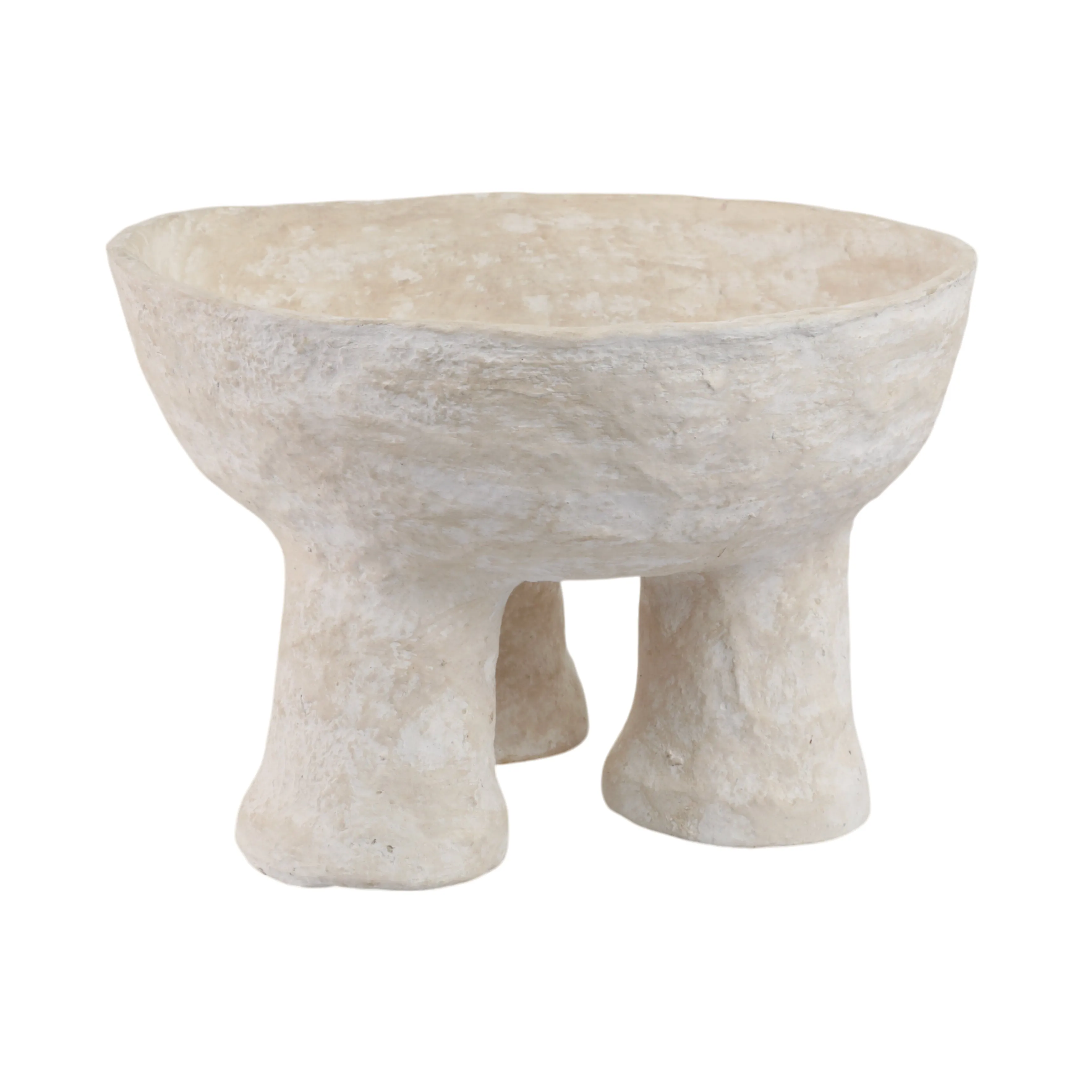 15x10" 3-footed Paper Mache Bowl, White
