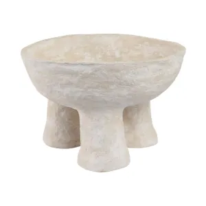 15x10" 3-footed Paper Mache Bowl, White