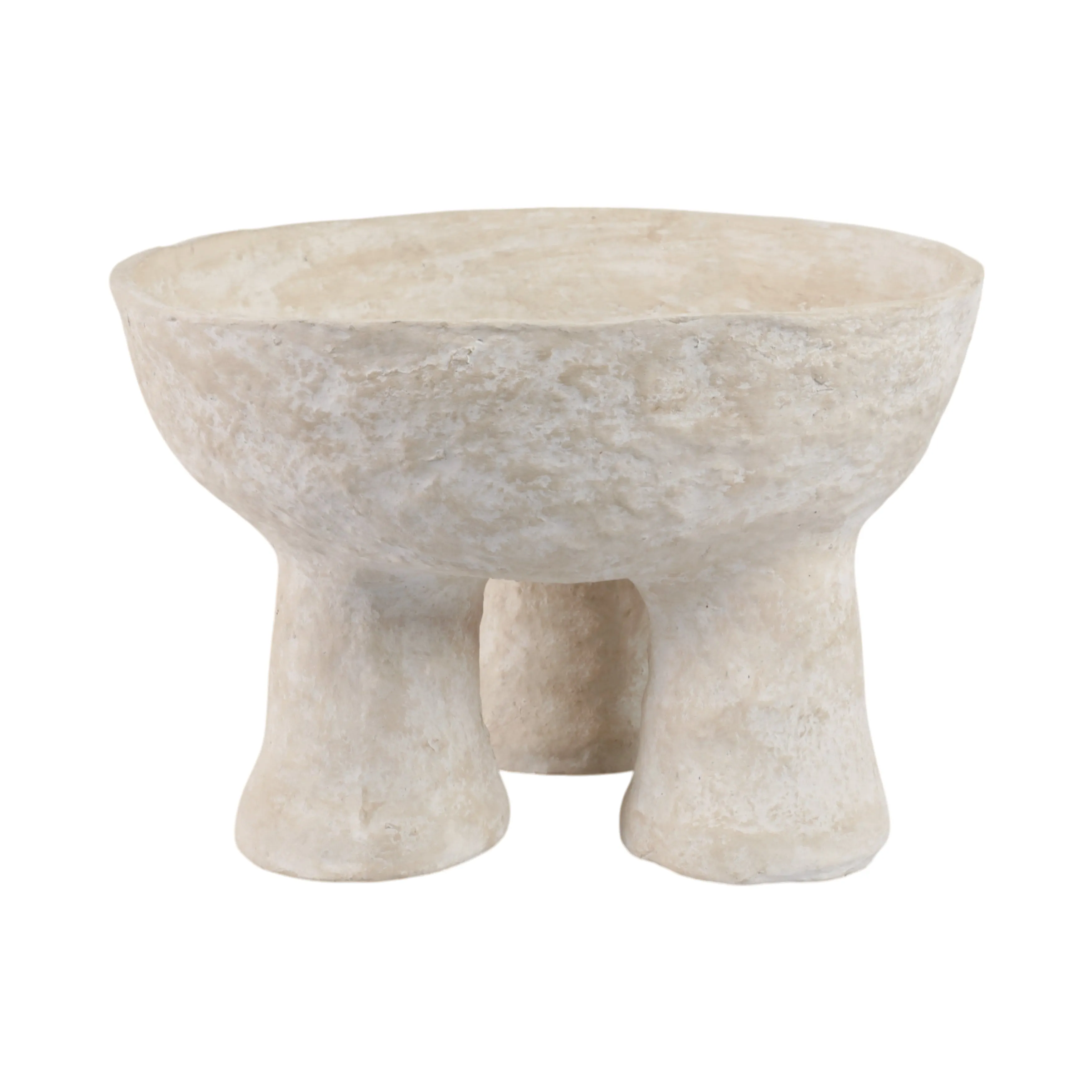 15x10" 3-footed Paper Mache Bowl, White