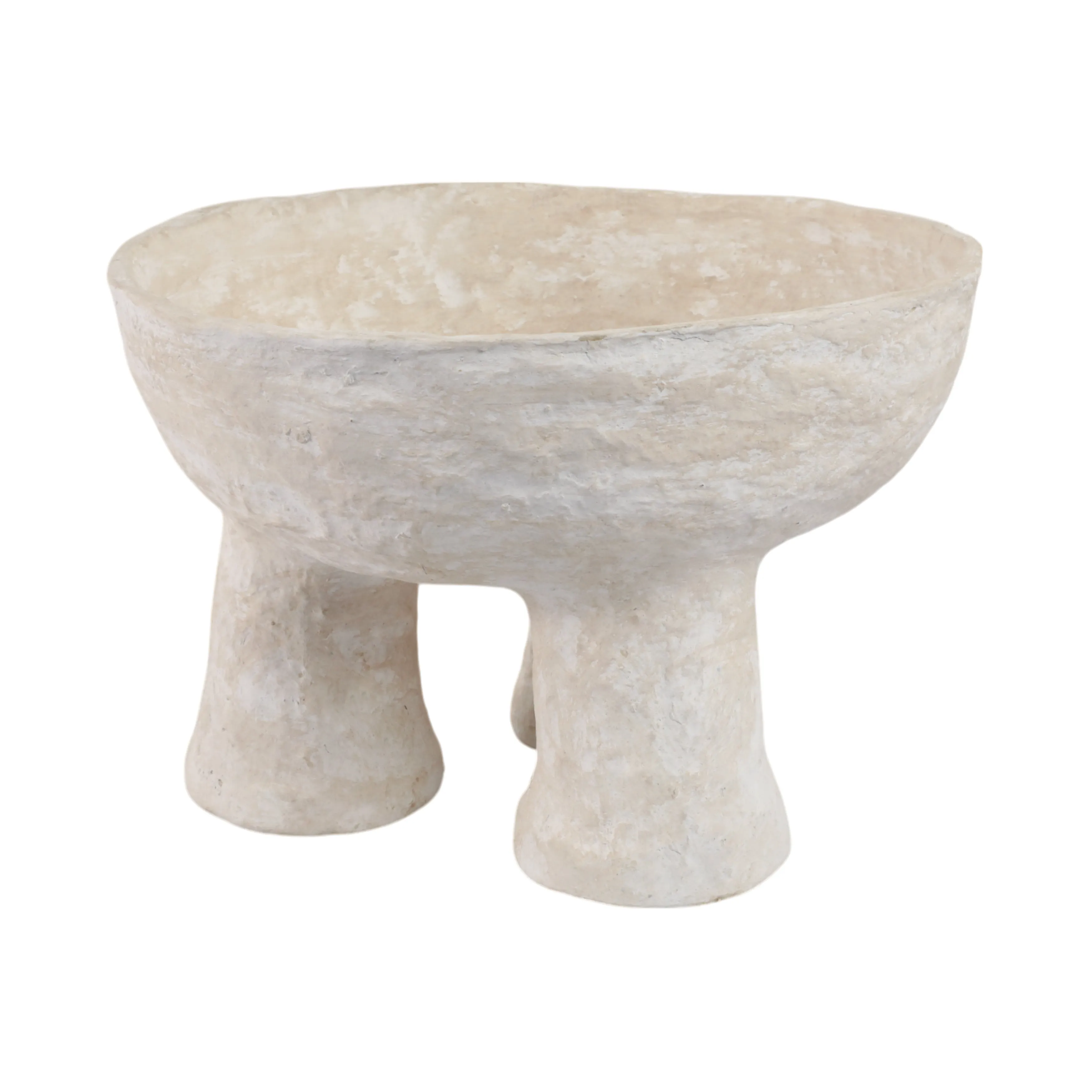 15x10" 3-footed Paper Mache Bowl, White