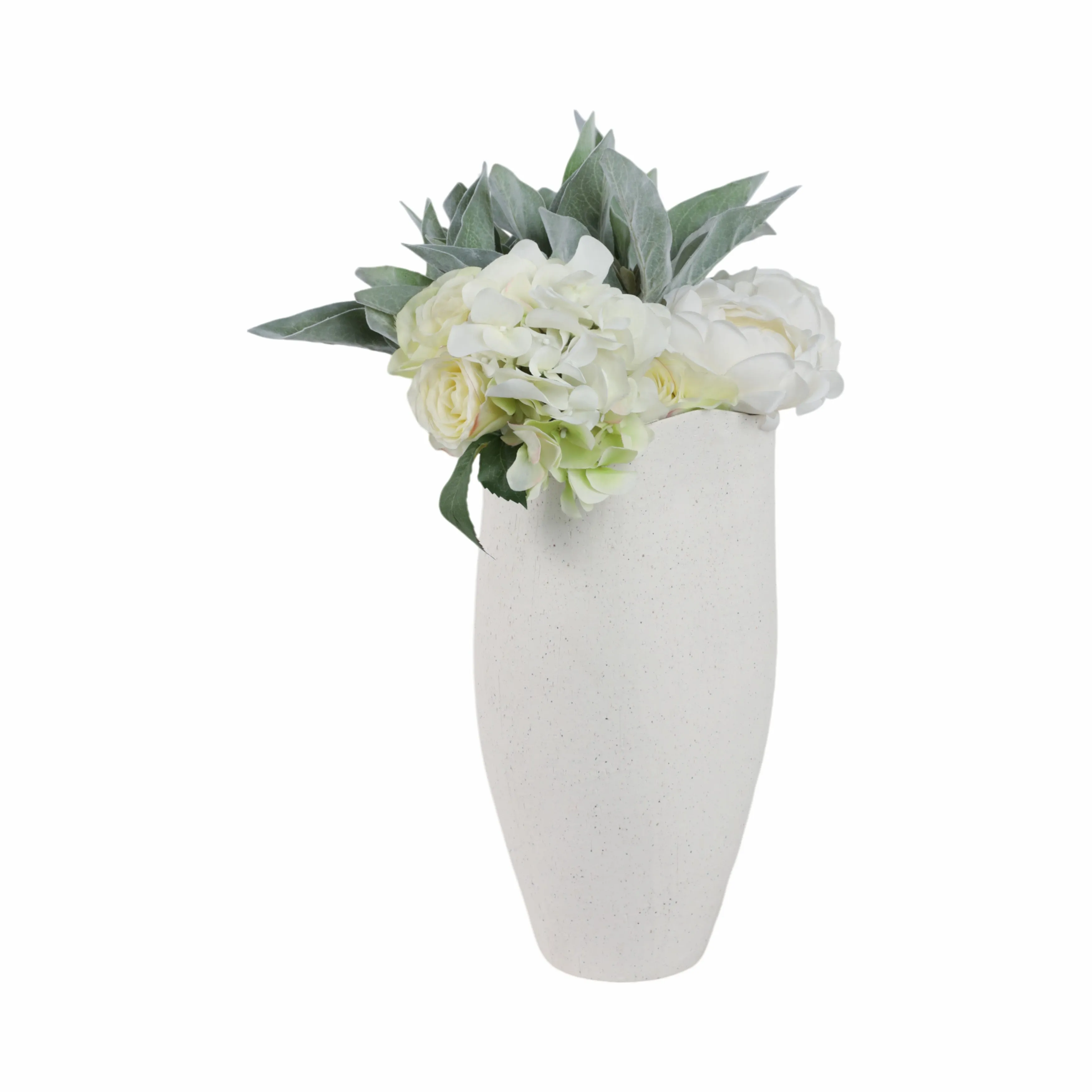 15x8" Textured Organic Vase Reactive Inside, White