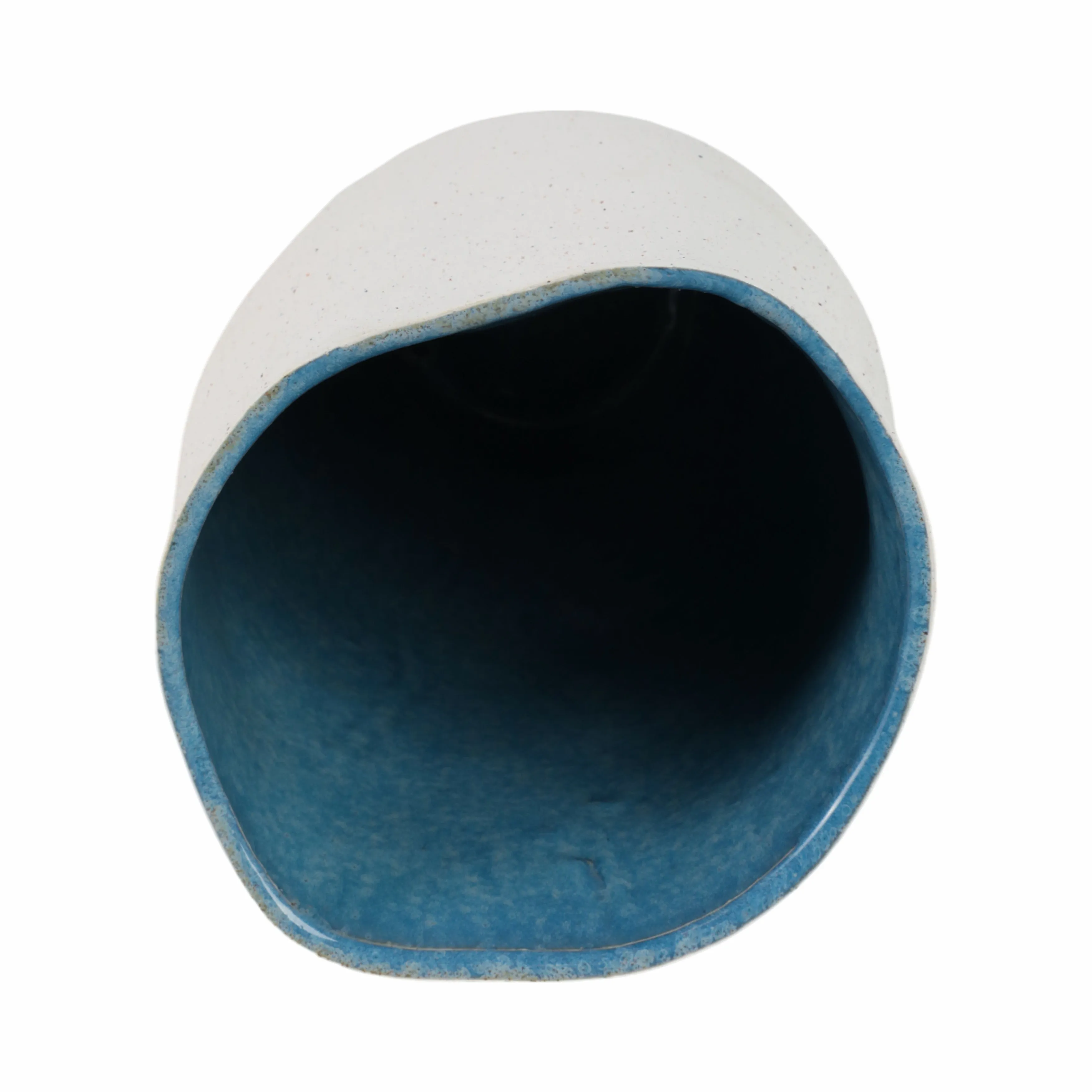 15x8" Textured Organic Vase Reactive Inside, White