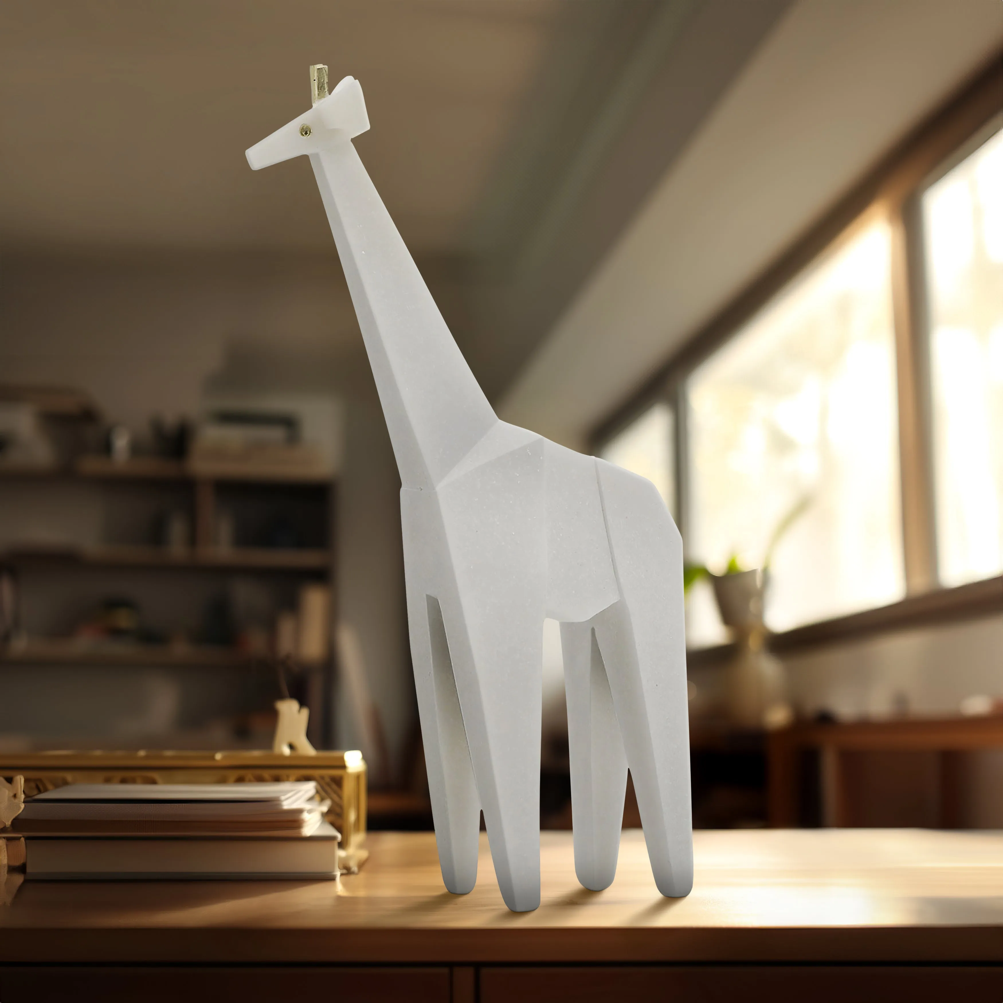 16" ANDORA GIRAFFE STATUARY, WHITE