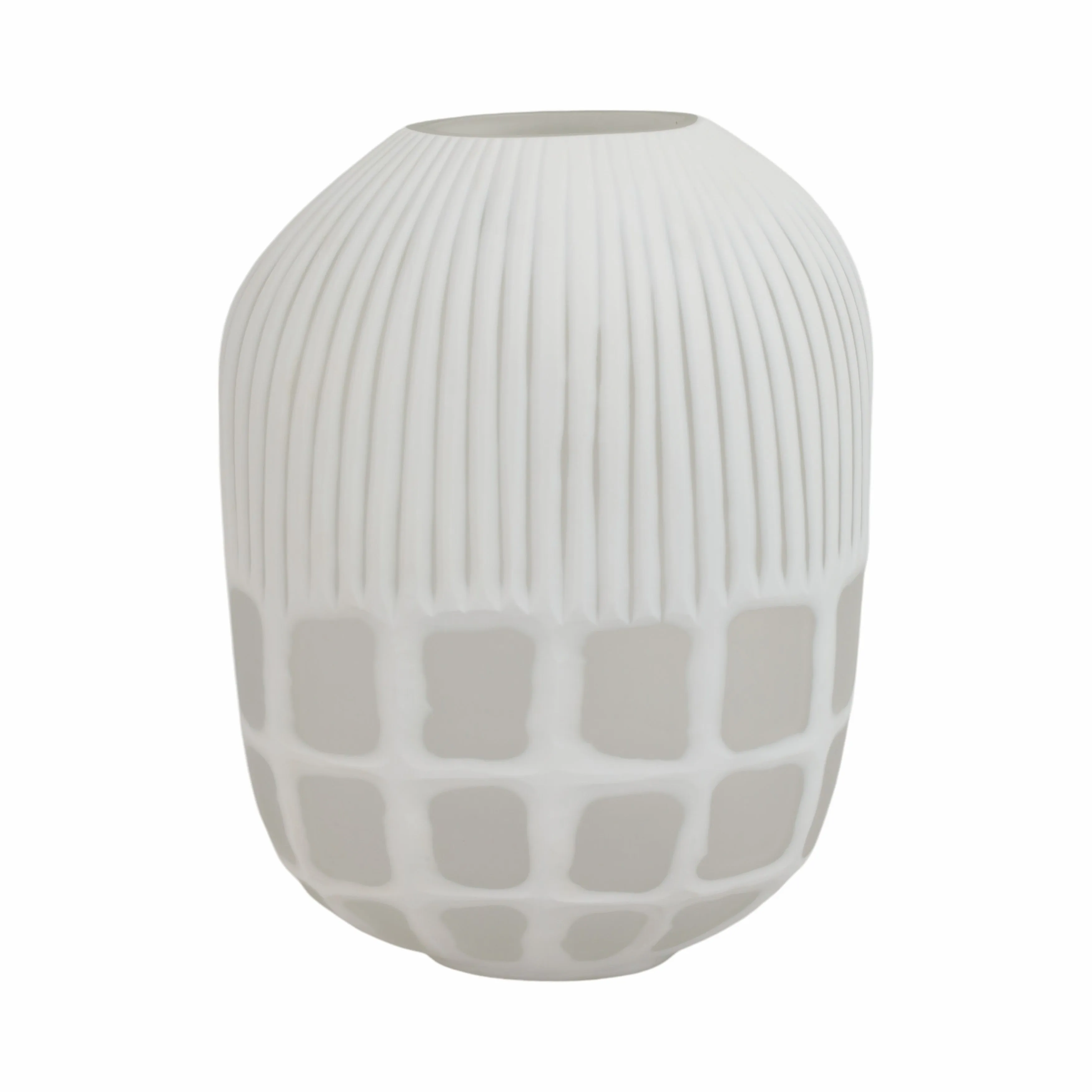 16" Arles Large White Glass Vase