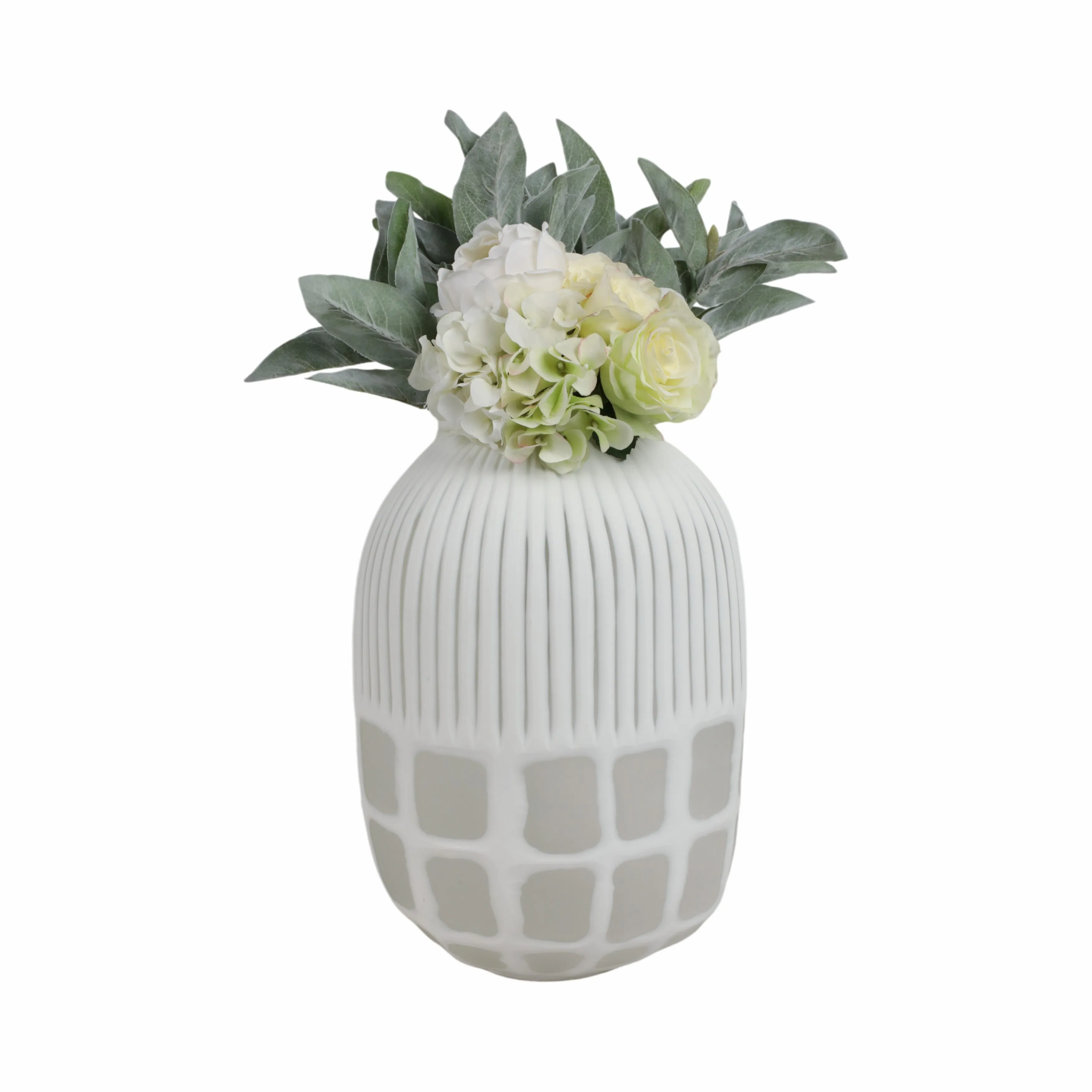 16" Arles Large White Glass Vase