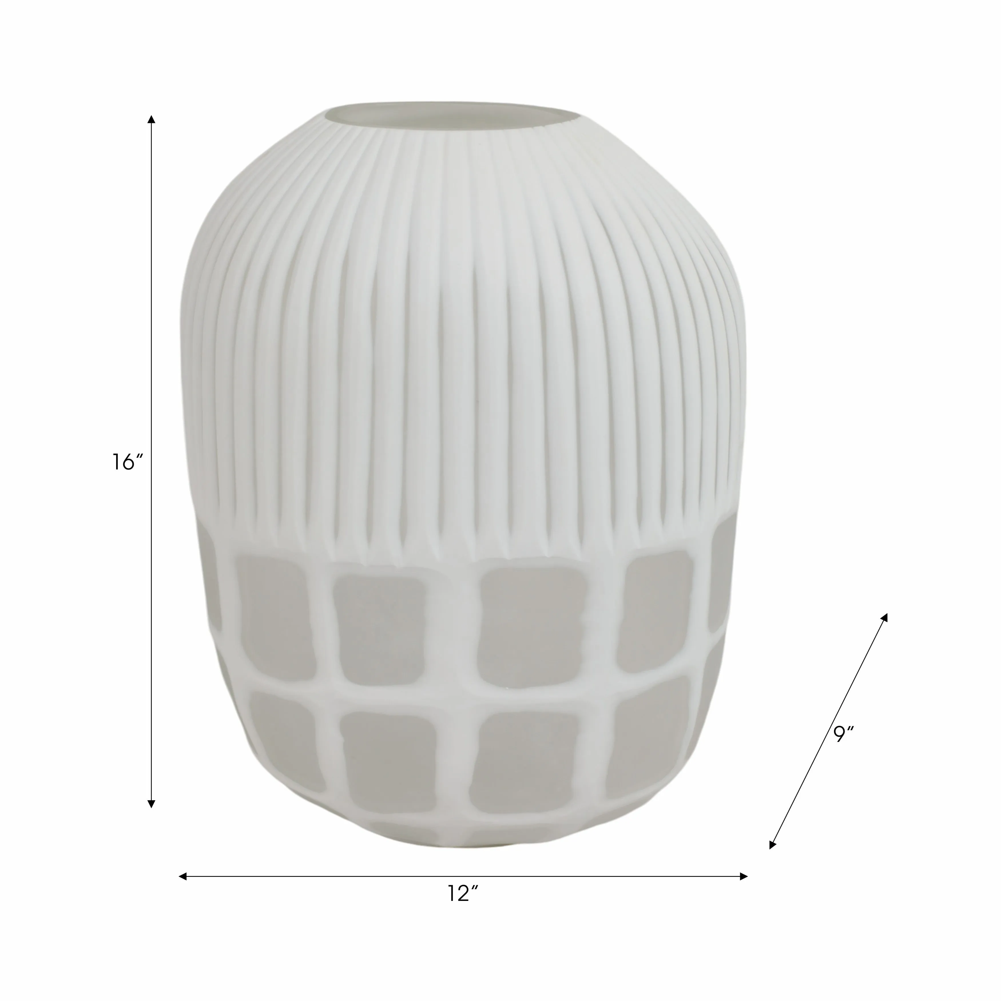 16" Arles Large White Glass Vase