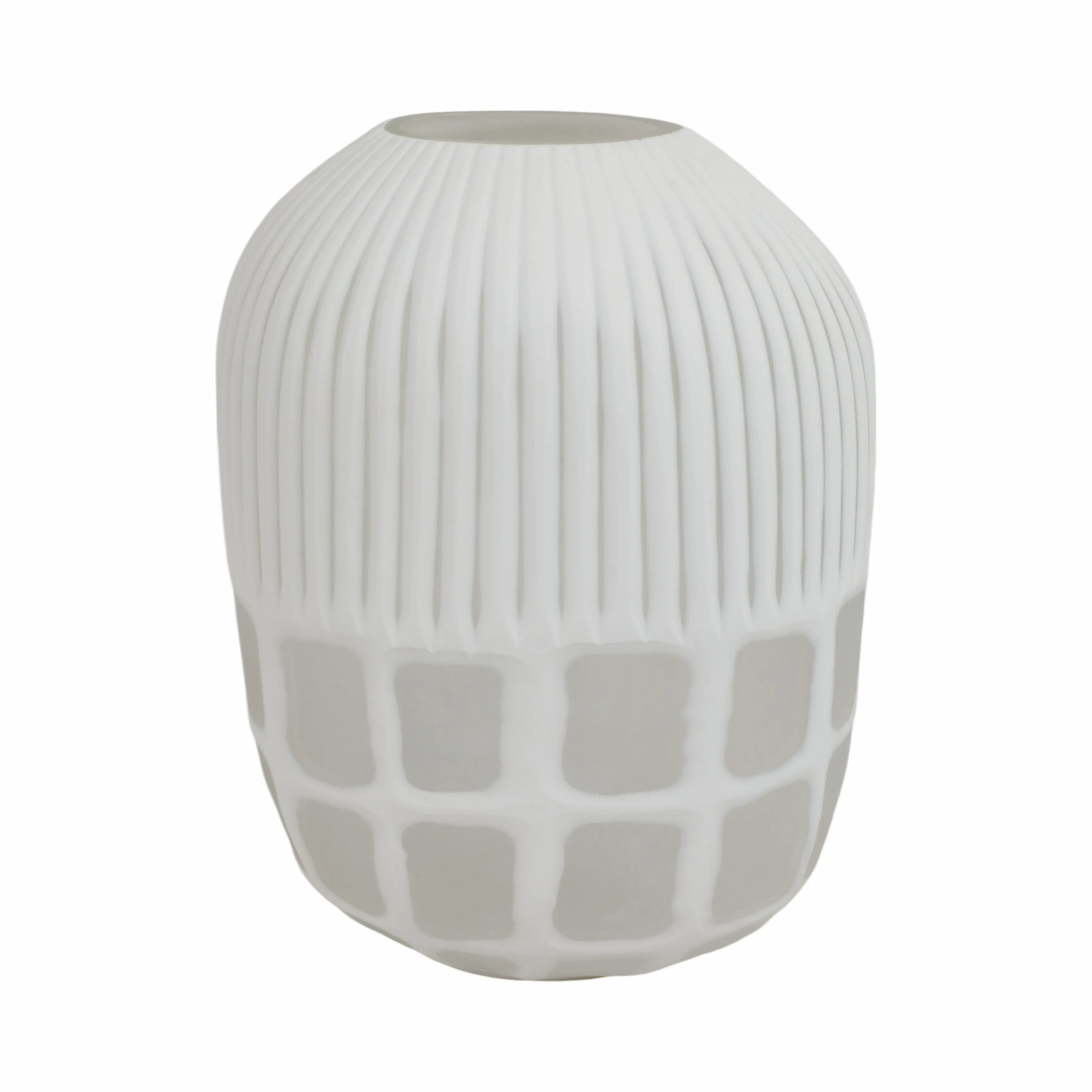 16" Arles Large White Glass Vase